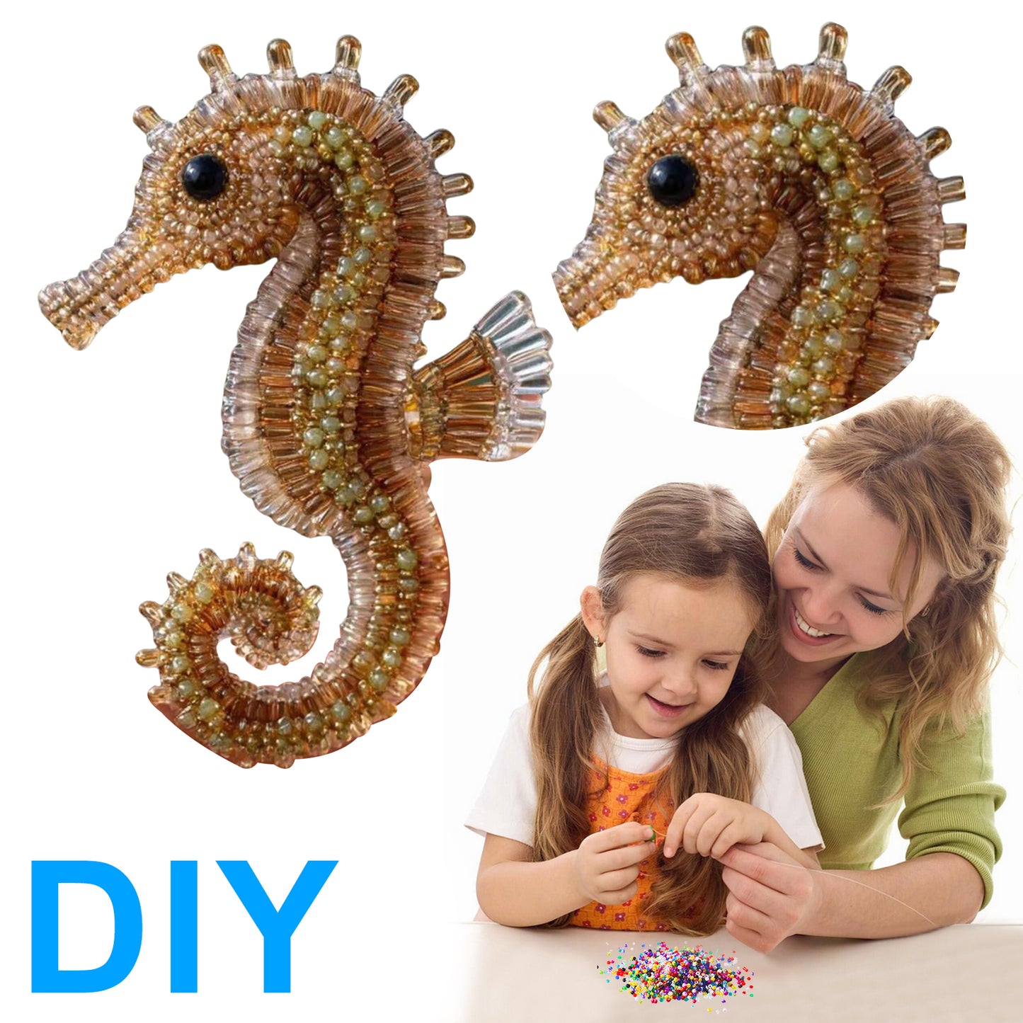 Seahorse Ocean Animals DIY Beaded Embroidery Kits (Only Material Package)