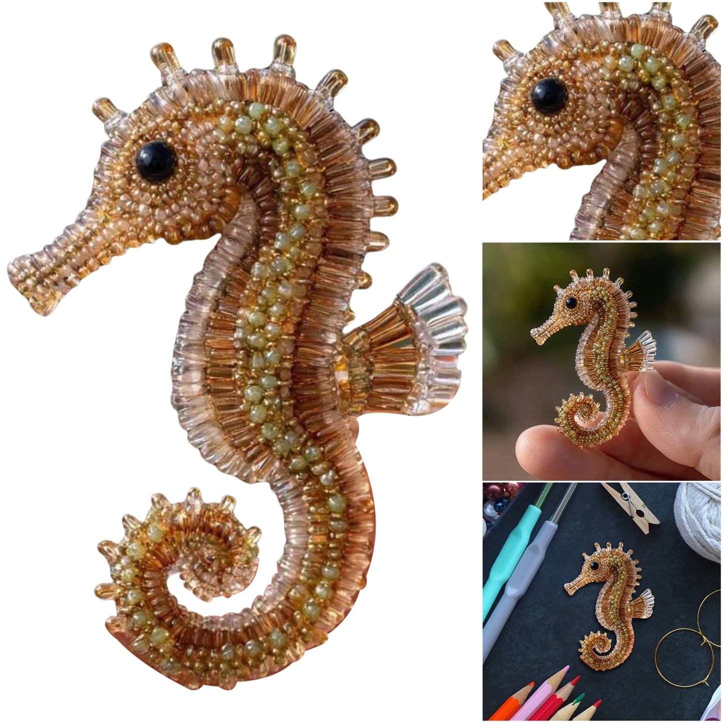 Seahorse Ocean Animals DIY Beaded Embroidery Kits (Only Material Package)