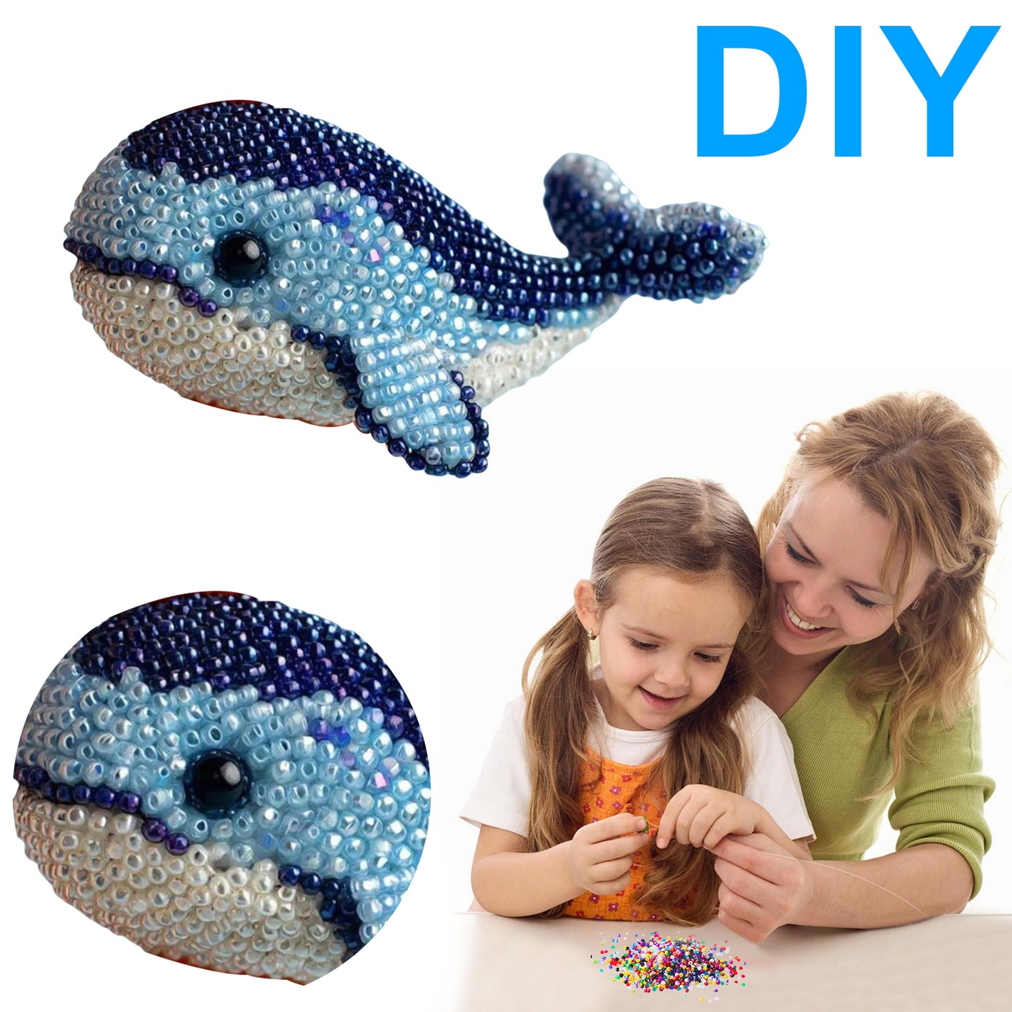 Dolphin Ocean Animals DIY Beaded Embroidery Craft Kits (Only Material Package)