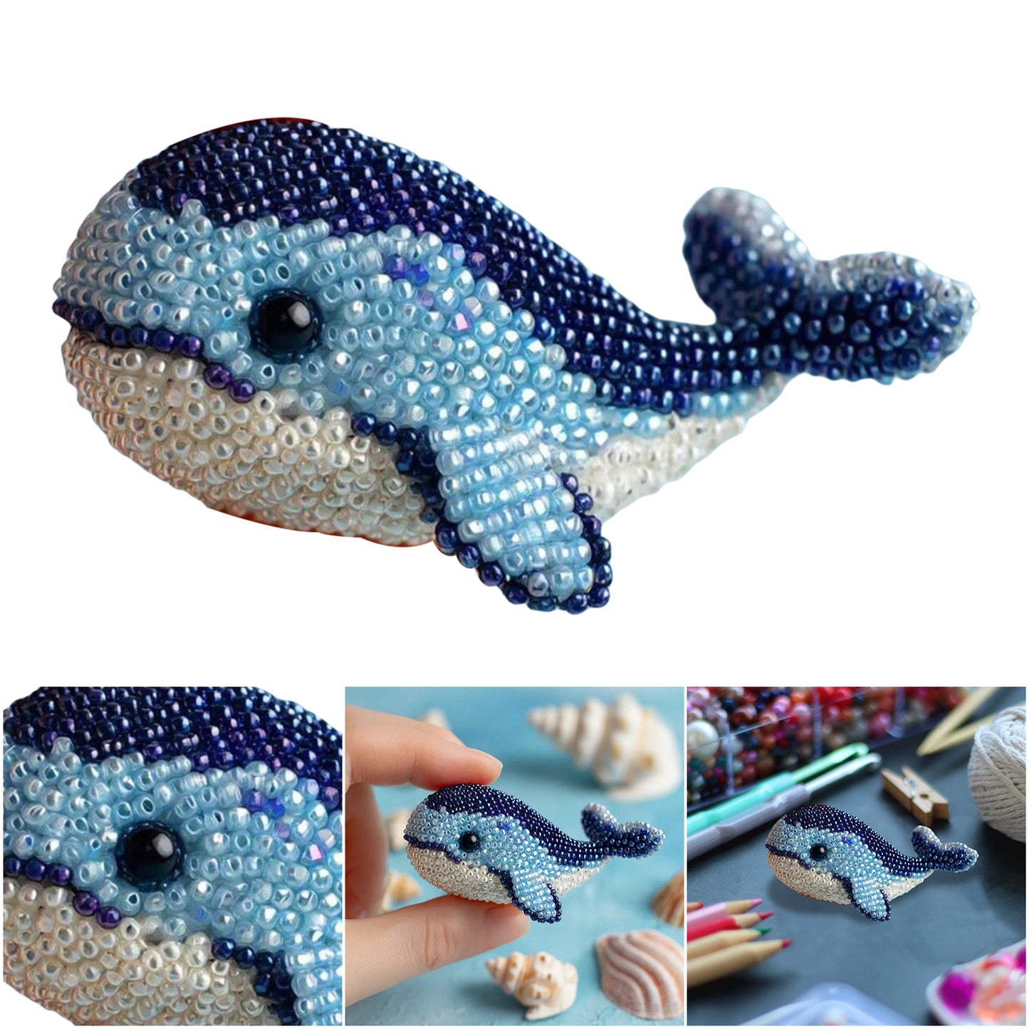 Dolphin Ocean Animals DIY Beaded Embroidery Craft Kits (Only Material Package)