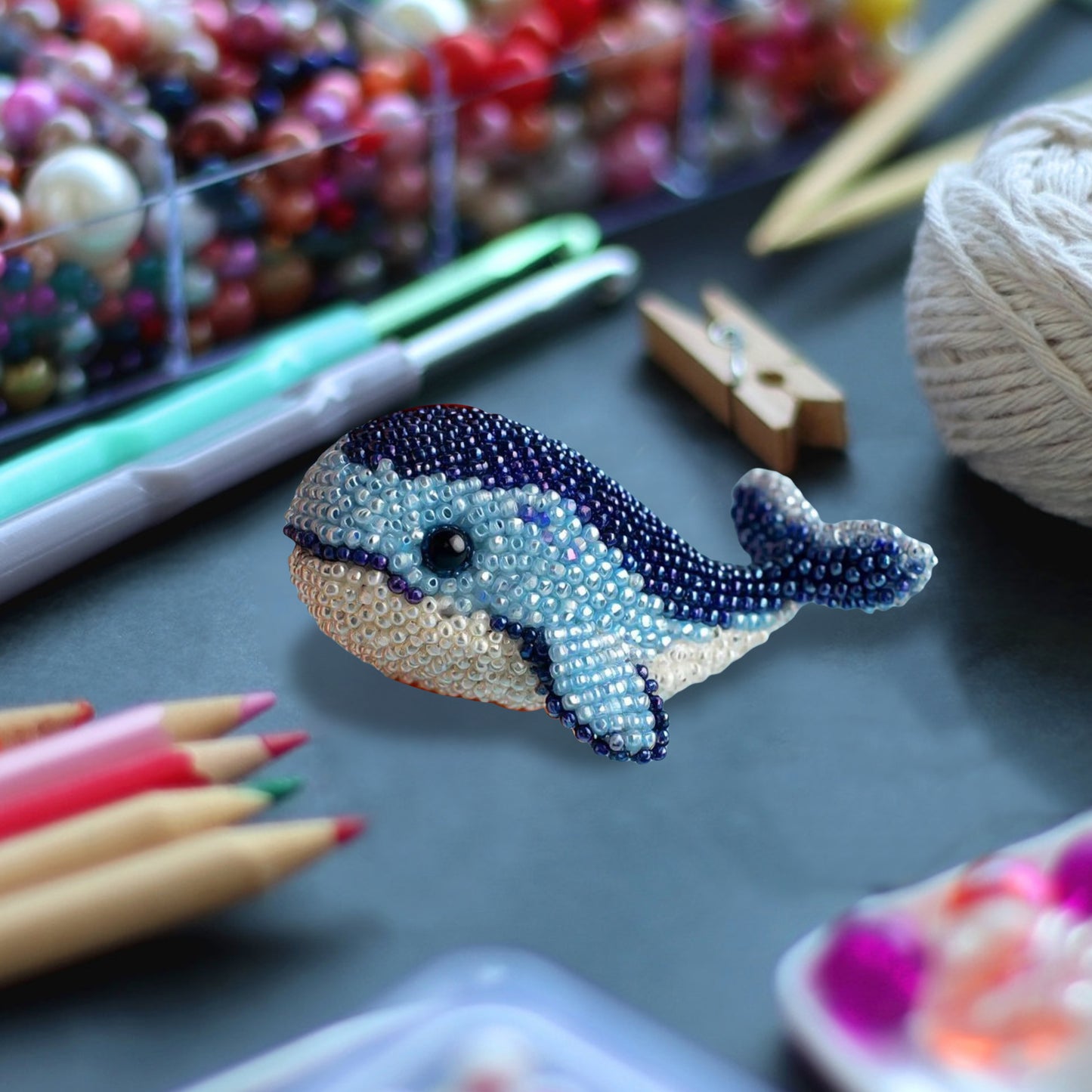 Dolphin Ocean Animals DIY Beaded Embroidery Craft Kits (Only Material Package)
