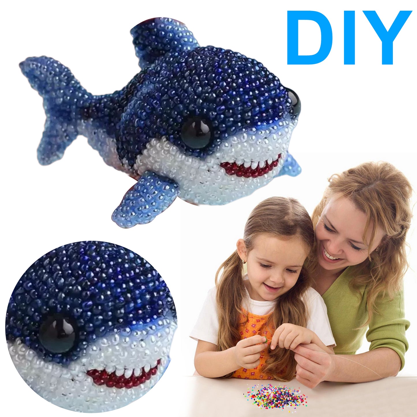 Shark Ocean Animals DIY Beaded Embroidery Craft Kits (Only Material Package)