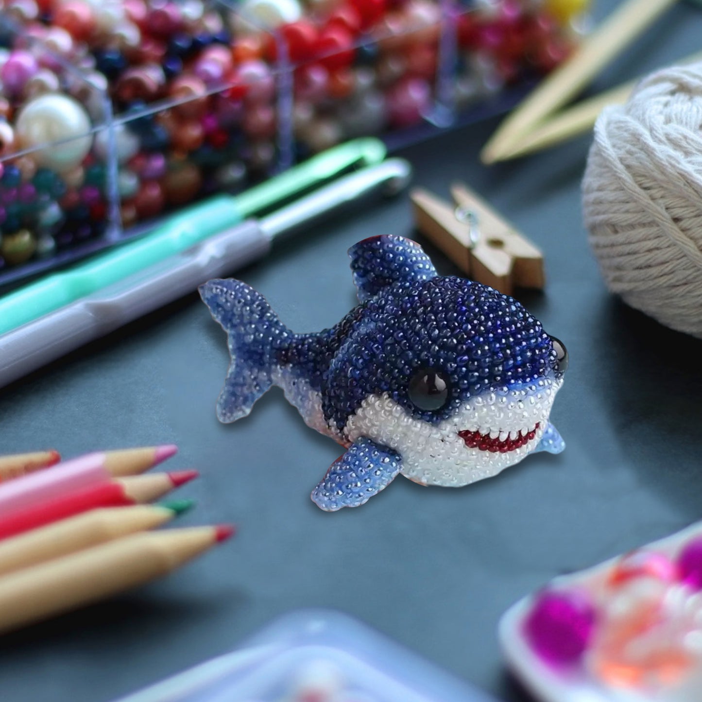 Shark Ocean Animals DIY Beaded Embroidery Craft Kits (Only Material Package)