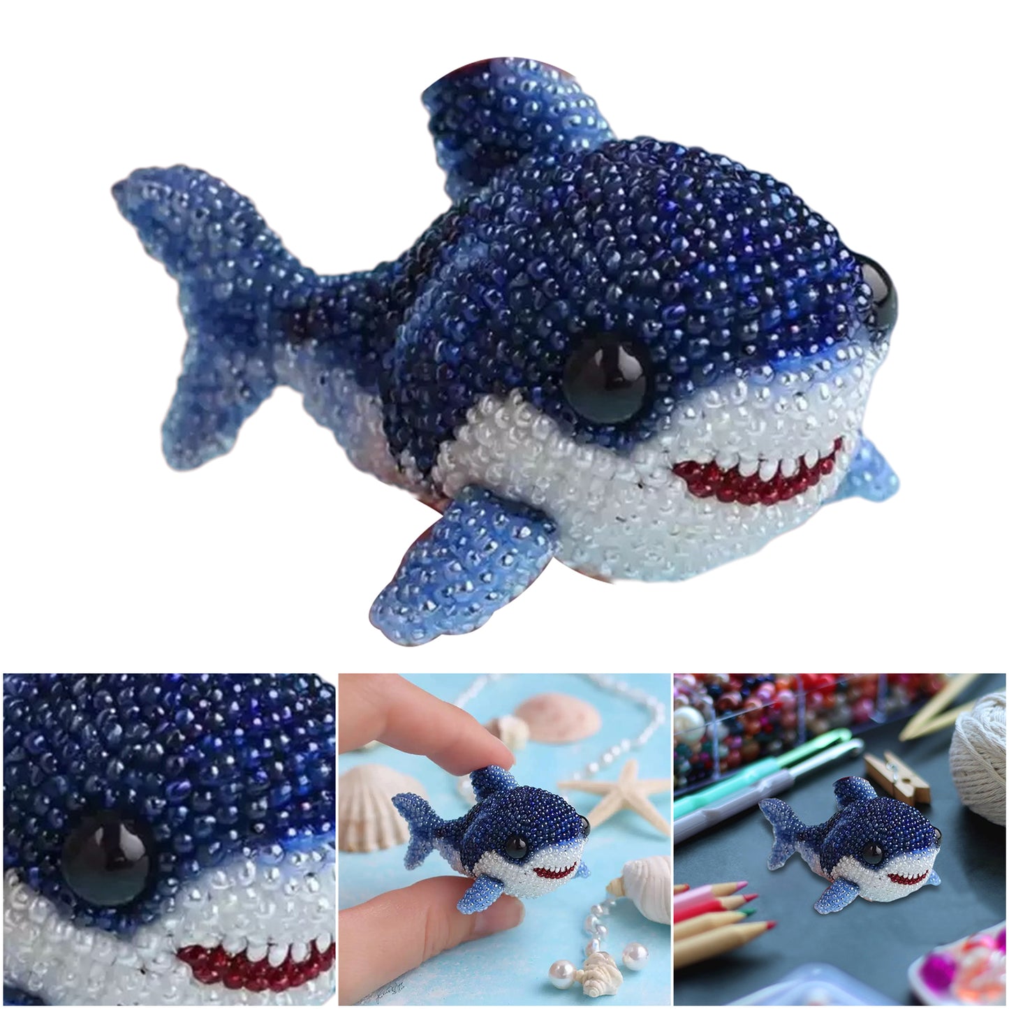 Shark Ocean Animals DIY Beaded Embroidery Craft Kits (Only Material Package)