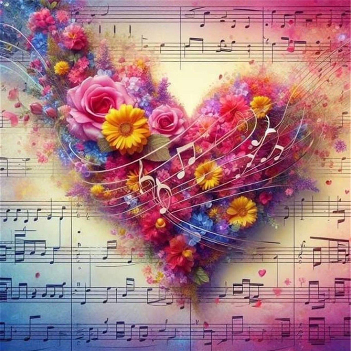 Heart-Shaped Flowers And Plants - Full 11CT Stamped Cross Stitch 40x40CM - Huacan