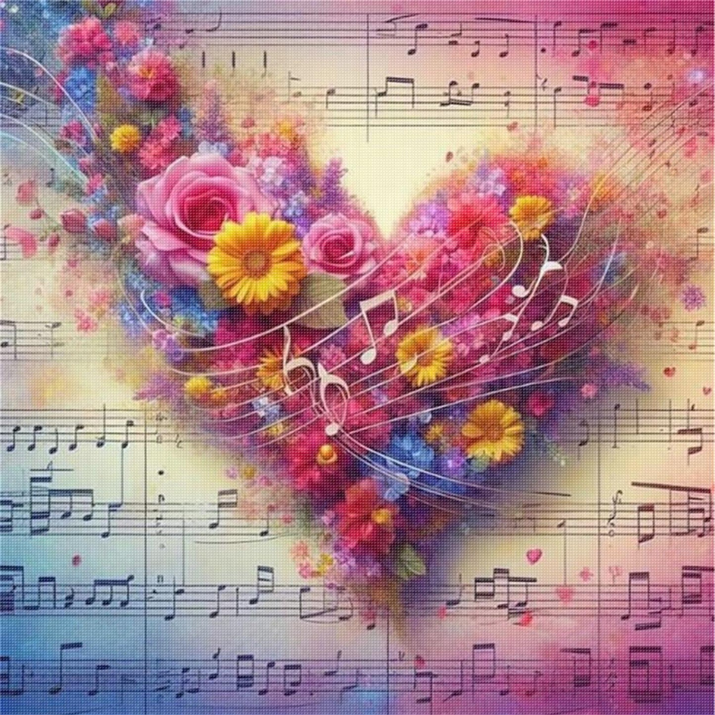 Heart-Shaped Flowers And Plants - Full 11CT Stamped Cross Stitch 40x40CM - Huacan