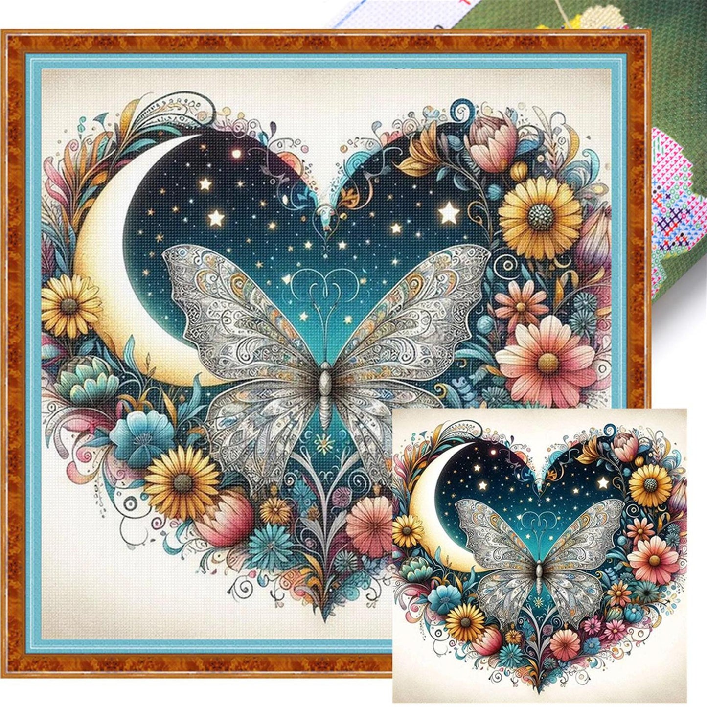 Heart-Shaped Flowers And Plants - Full 11CT Stamped Cross Stitch 40x40CM - Huacan