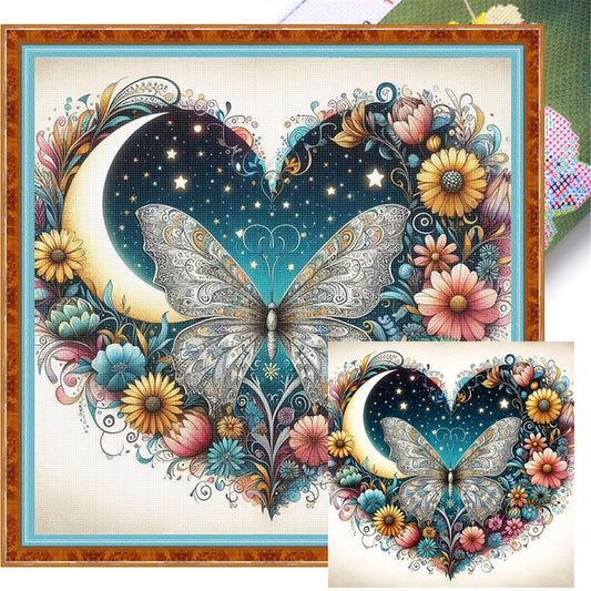 Heart-Shaped Flowers And Plants - Full 11CT Stamped Cross Stitch 40x40CM - Huacan