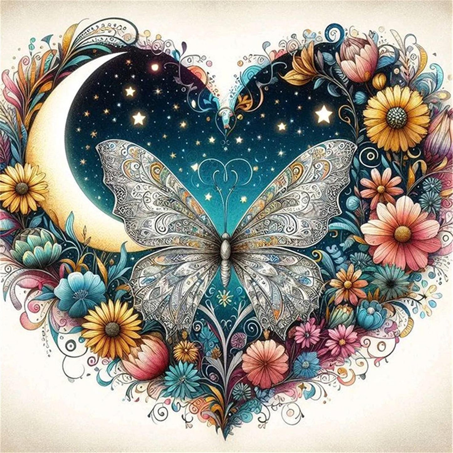 Heart-Shaped Flowers And Plants - Full 11CT Stamped Cross Stitch 40x40CM - Huacan