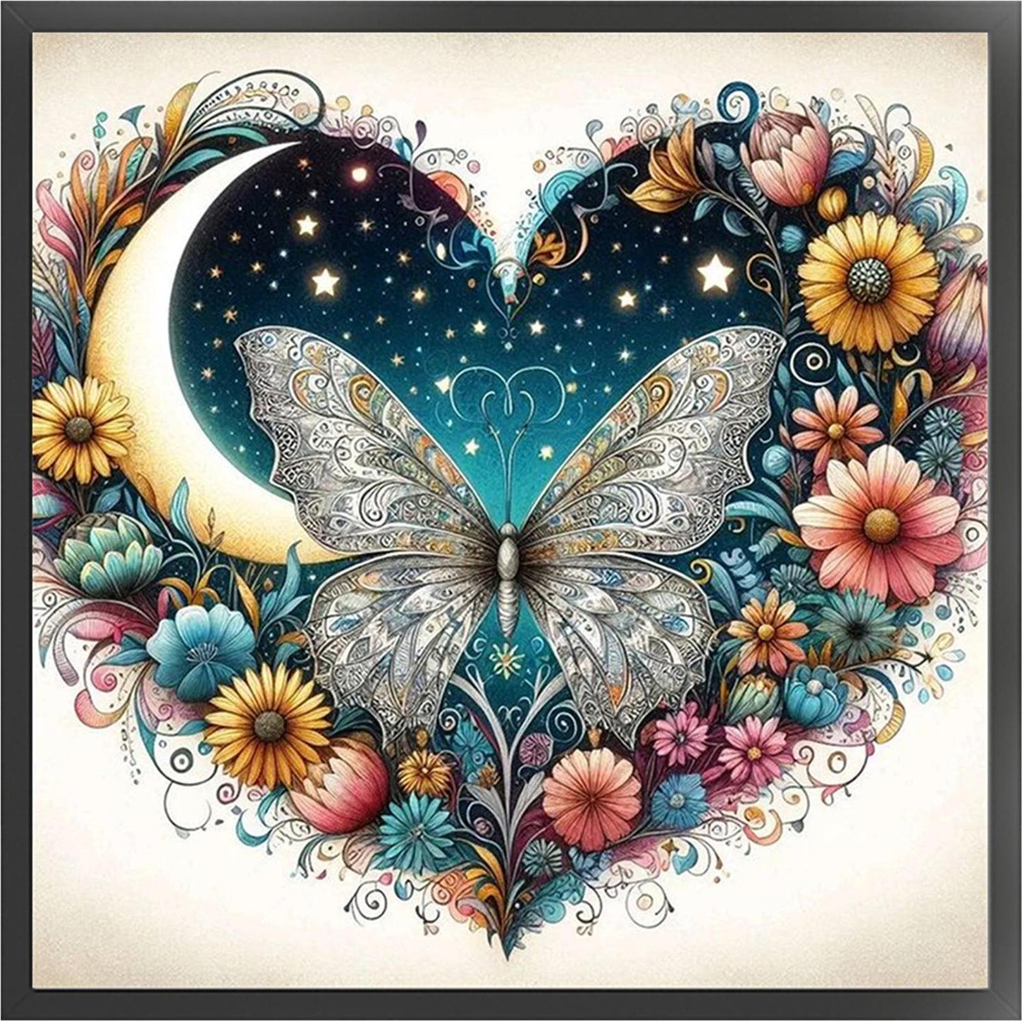 Heart-Shaped Flowers And Plants - Full 11CT Stamped Cross Stitch 40x40CM - Huacan