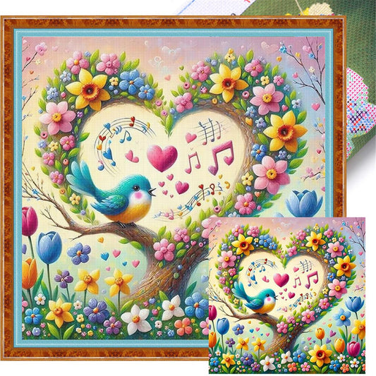 Heart-Shaped Flowers And Plants - Full 11CT Stamped Cross Stitch 40x40CM - Huacan