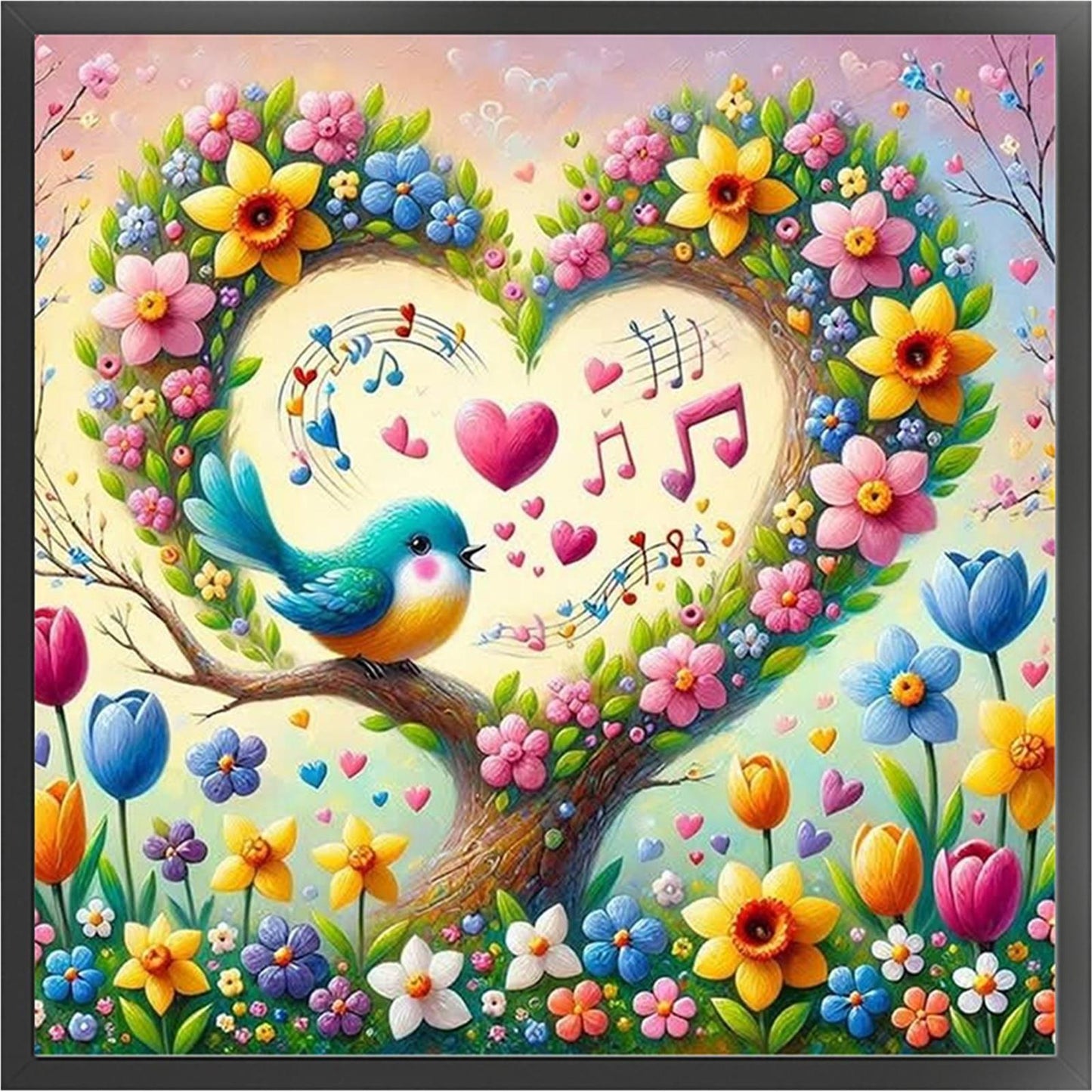 Heart-Shaped Flowers And Plants - Full 11CT Stamped Cross Stitch 40x40CM - Huacan