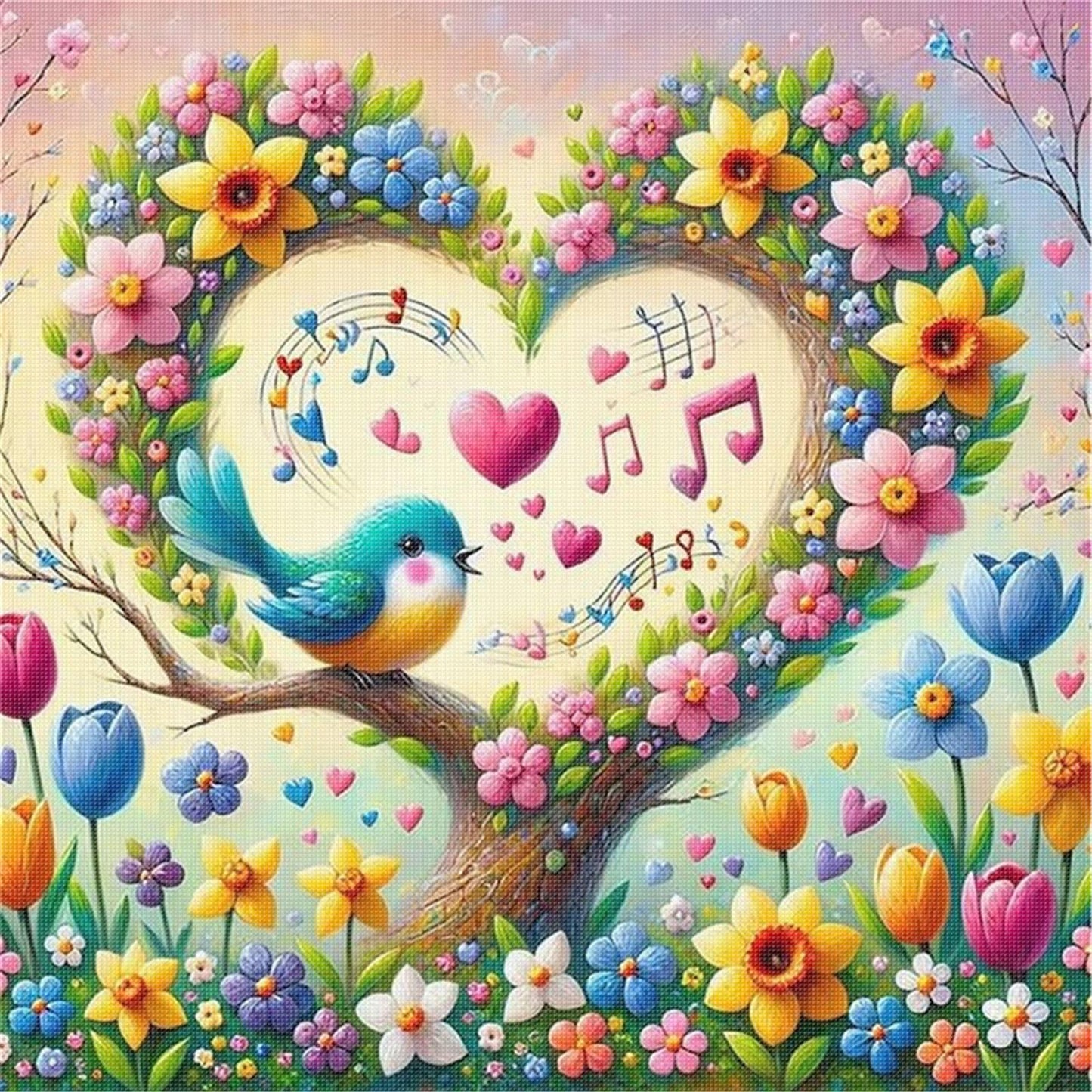 Heart-Shaped Flowers And Plants - Full 11CT Stamped Cross Stitch 40x40CM - Huacan
