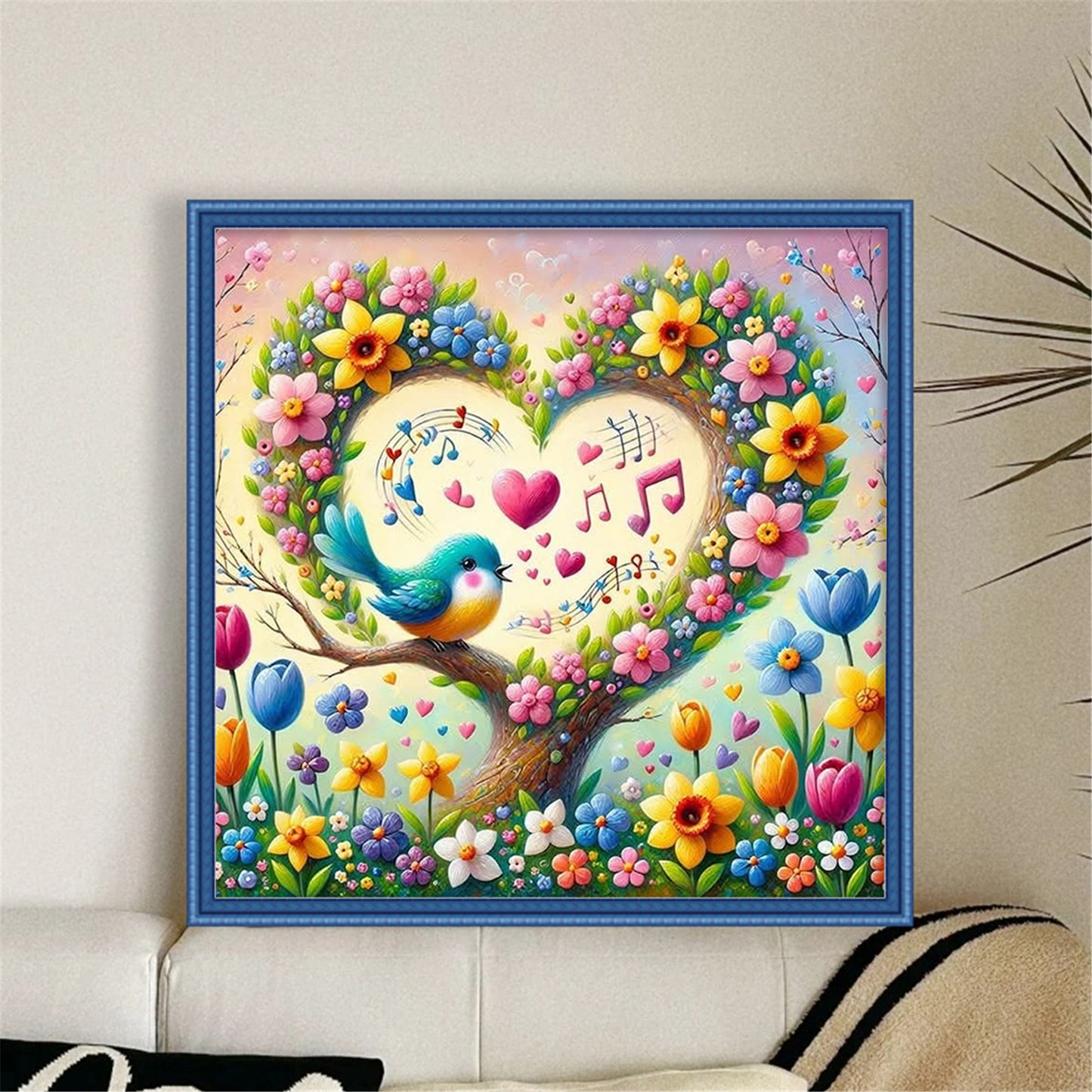 Heart-Shaped Flowers And Plants - Full 11CT Stamped Cross Stitch 40x40CM - Huacan
