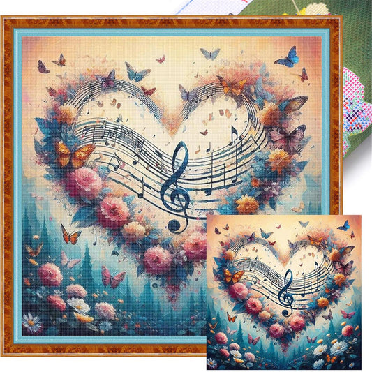 Heart-Shaped Flowers And Plants - Full 11CT Stamped Cross Stitch 40x40CM - Huacan