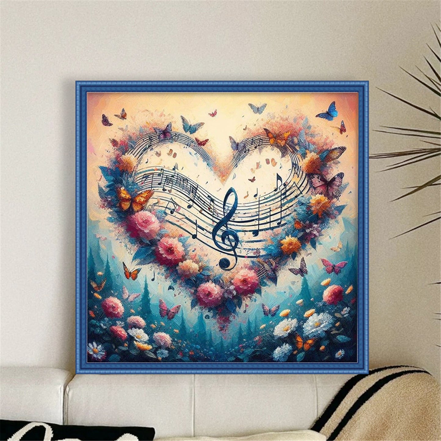 Heart-Shaped Flowers And Plants - Full 11CT Stamped Cross Stitch 40x40CM - Huacan