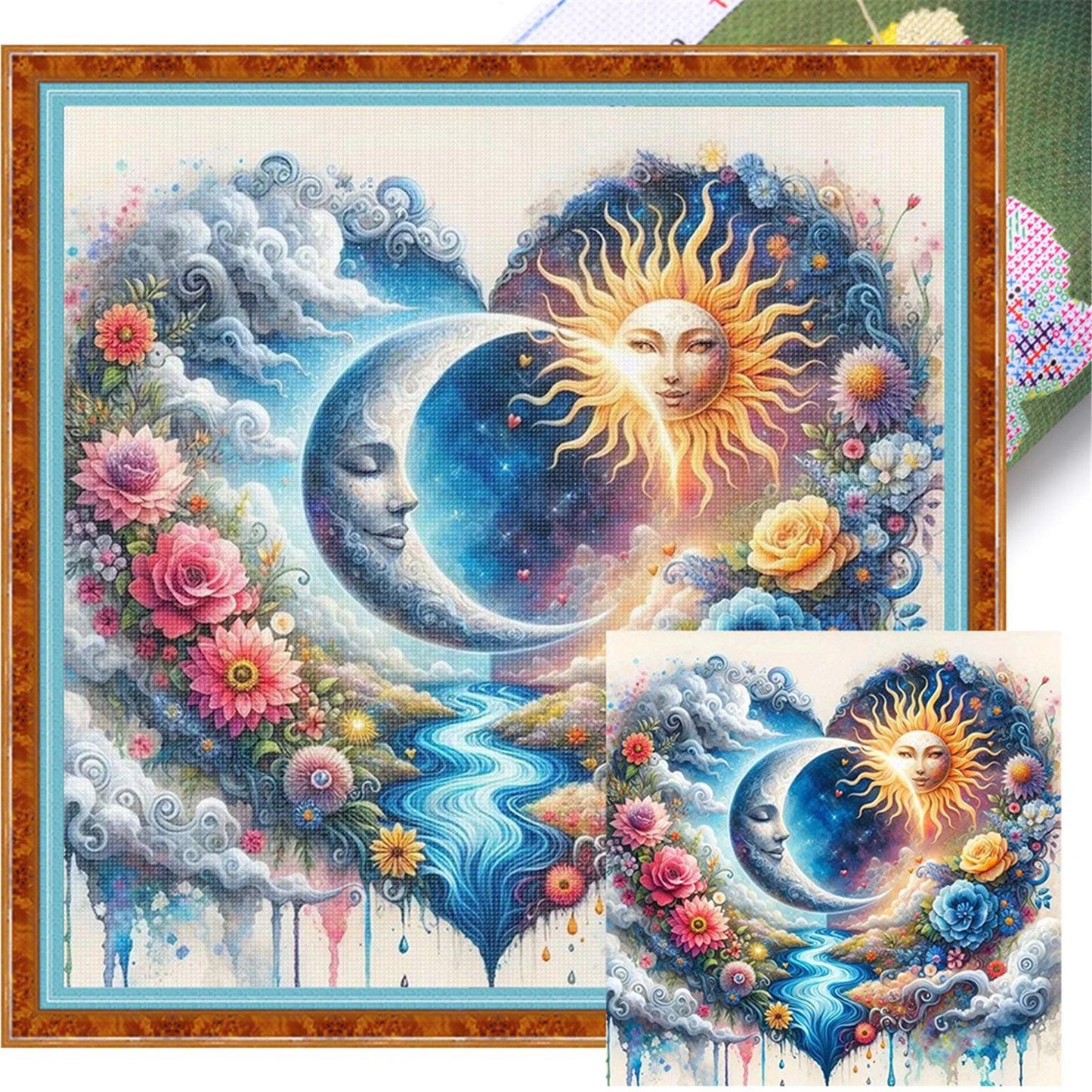 Heart-Shaped Flowers And Plants - Full 11CT Stamped Cross Stitch 40x40CM - Huacan