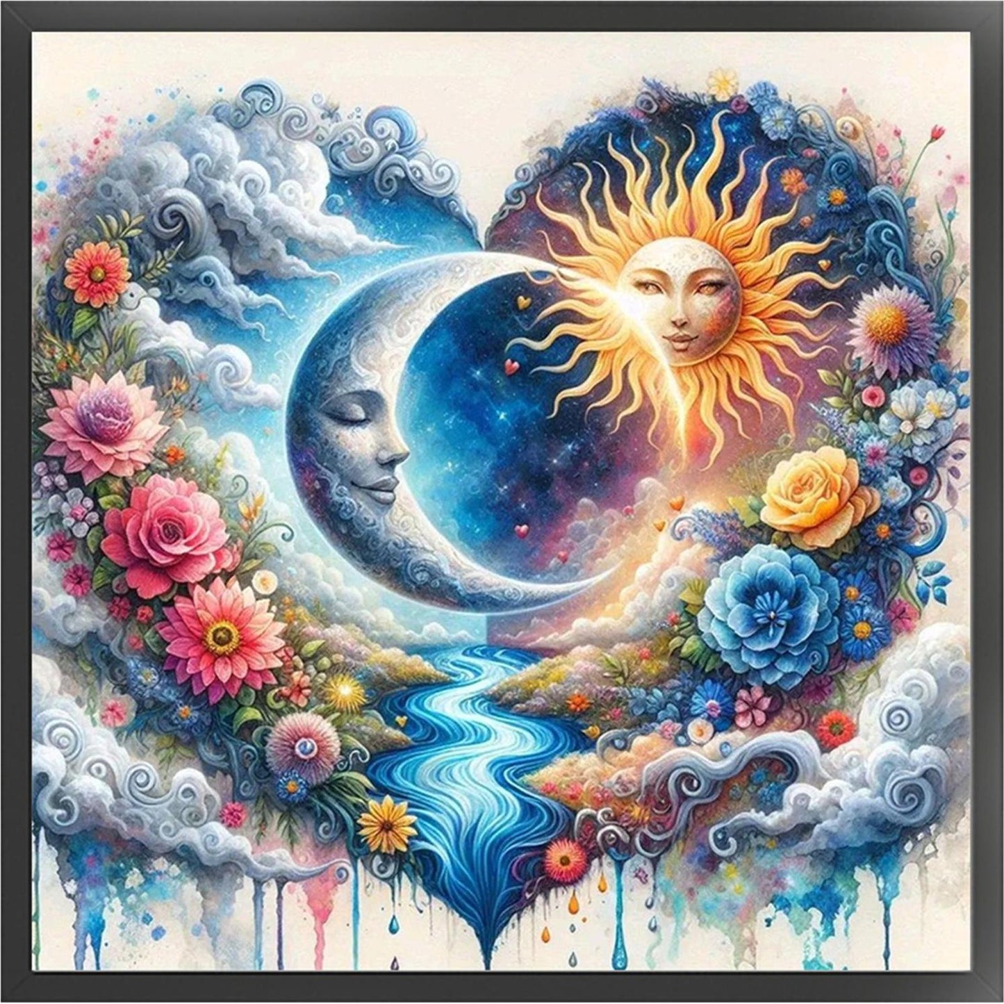 Heart-Shaped Flowers And Plants - Full 11CT Stamped Cross Stitch 40x40CM - Huacan