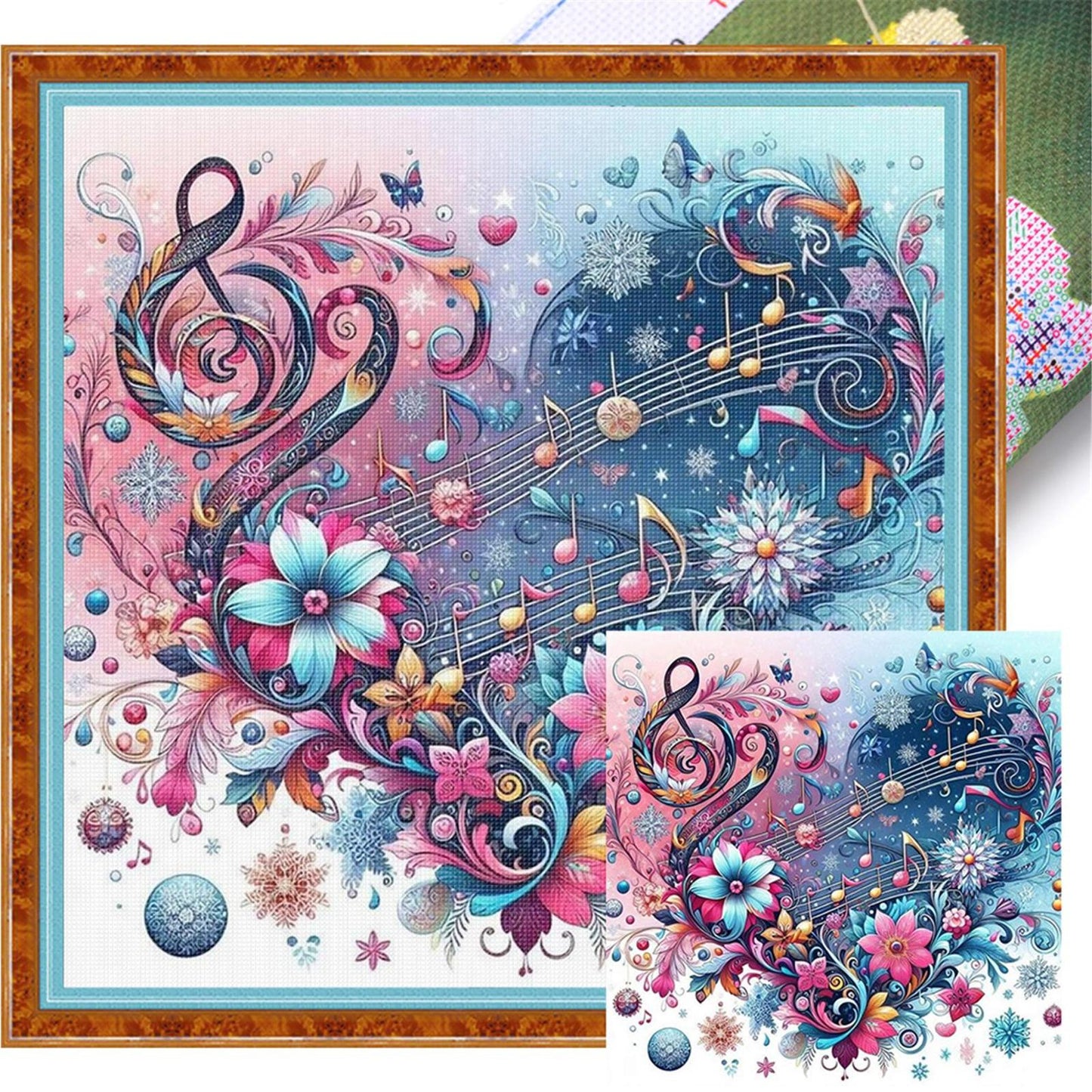 Heart-Shaped Flowers And Plants - Full 11CT Stamped Cross Stitch 40x40CM - Huacan
