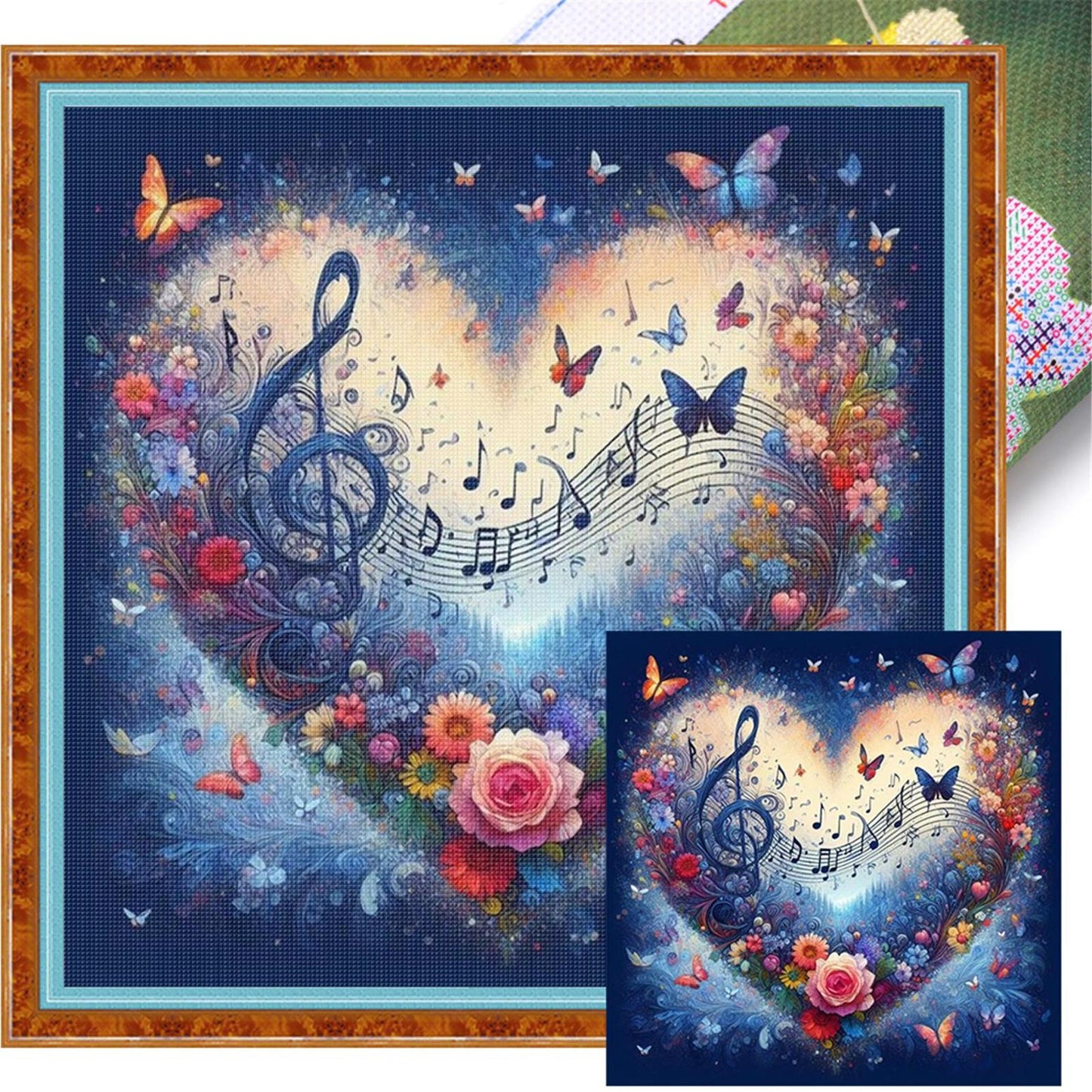 Heart-Shaped Flowers And Plants - Full 11CT Stamped Cross Stitch 40x40CM - Huacan