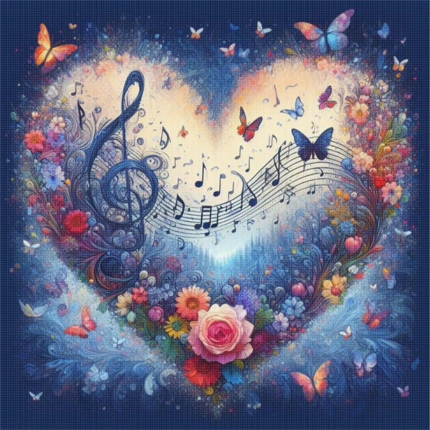 Heart-Shaped Flowers And Plants - Full 11CT Stamped Cross Stitch 40x40CM - Huacan