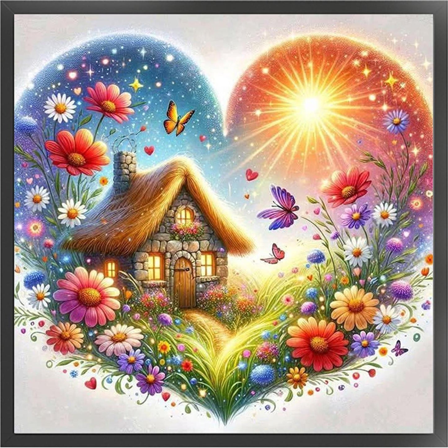 Heart-Shaped Flowers And Plants - Full 11CT Stamped Cross Stitch 40x40CM - Huacan
