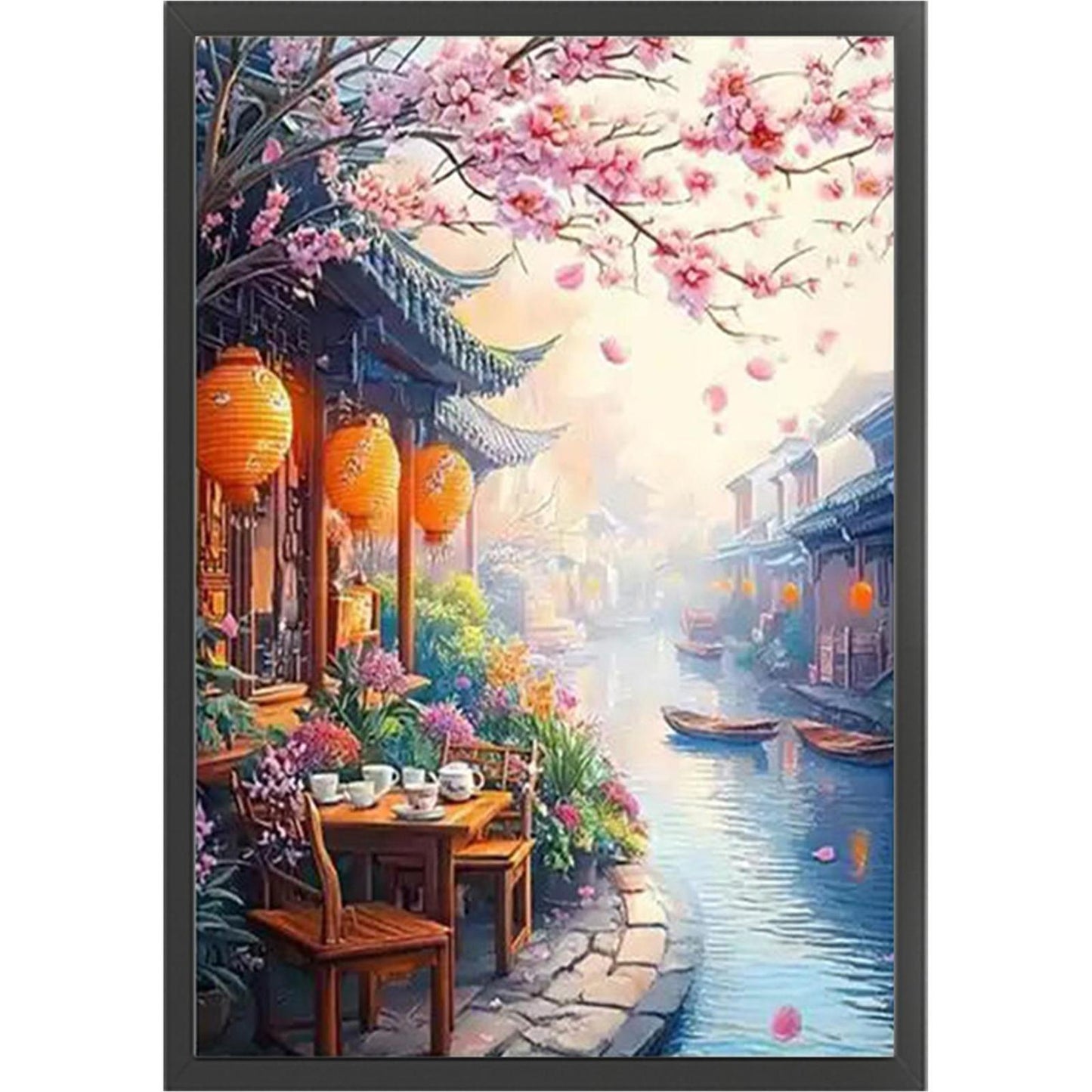 Jiangnan Ancient Town - Spring - Full 11CT Stamped Cross Stitch 50x70CM - Mona Lisa