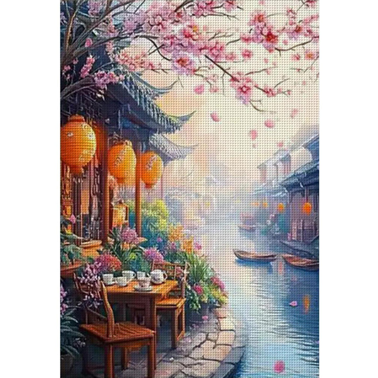 Jiangnan Ancient Town - Spring - Full 11CT Stamped Cross Stitch 50x70CM - Mona Lisa