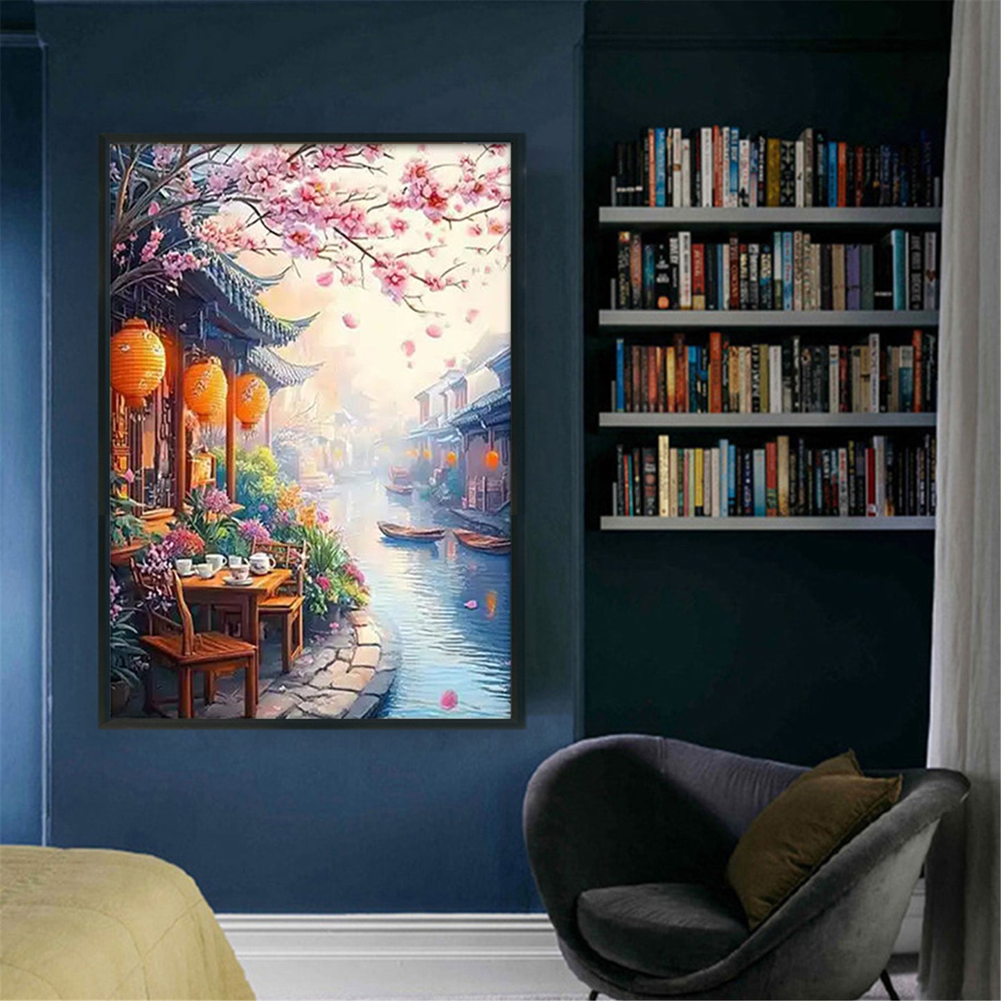 Jiangnan Ancient Town - Spring - Full 11CT Stamped Cross Stitch 50x70CM - Mona Lisa