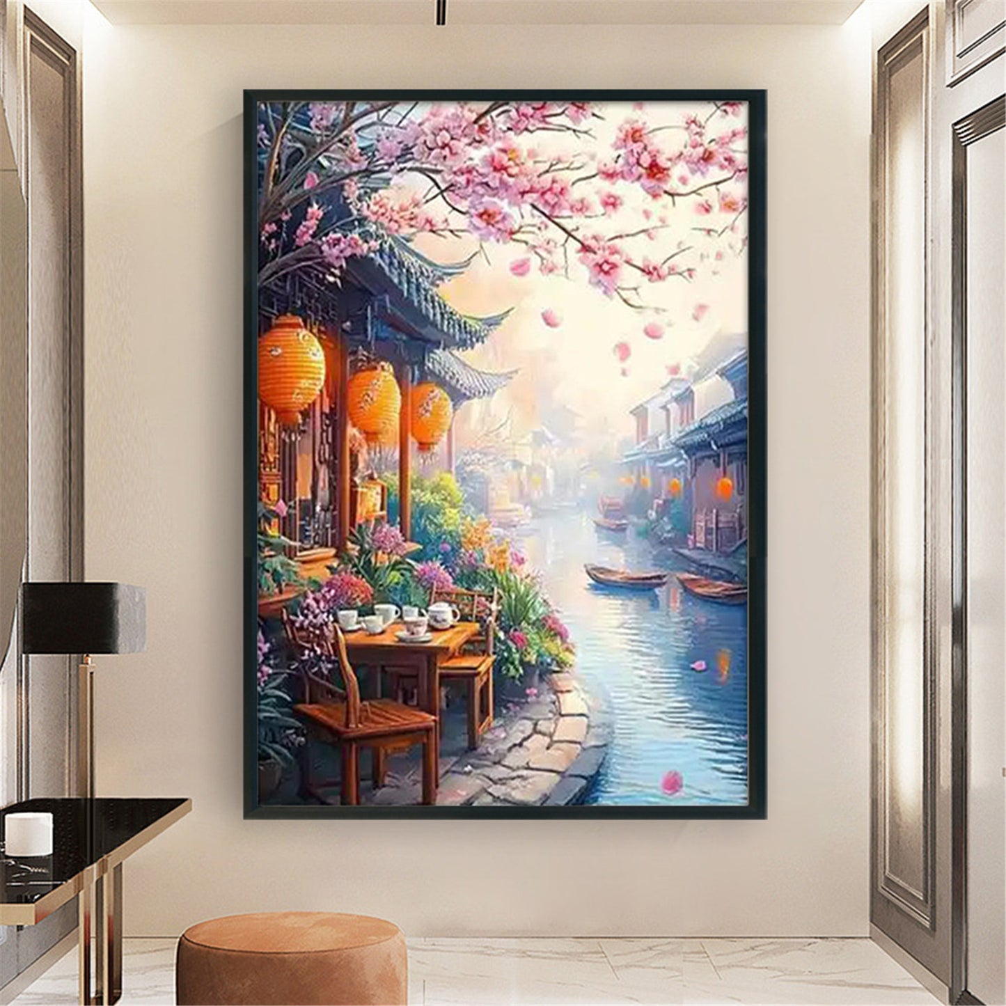 Jiangnan Ancient Town - Spring - Full 11CT Stamped Cross Stitch 50x70CM - Mona Lisa