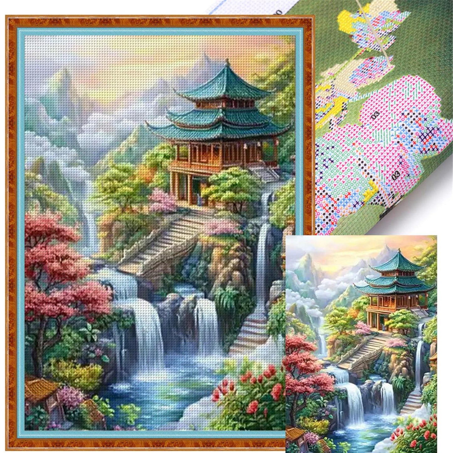 Jiangnan Ancient Town - Summer - Full 11CT Stamped Cross Stitch 50x70CM - Mona Lisa