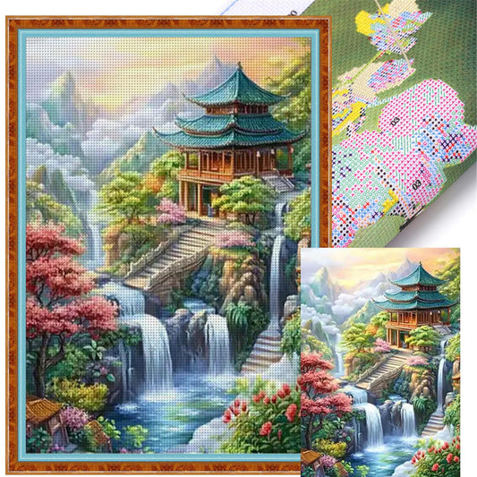 Jiangnan Ancient Town - Summer - Full 11CT Stamped Cross Stitch 50x70CM - Mona Lisa