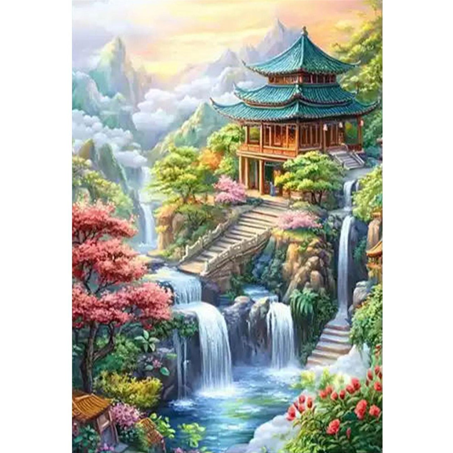 Jiangnan Ancient Town - Summer - Full 11CT Stamped Cross Stitch 50x70CM - Mona Lisa