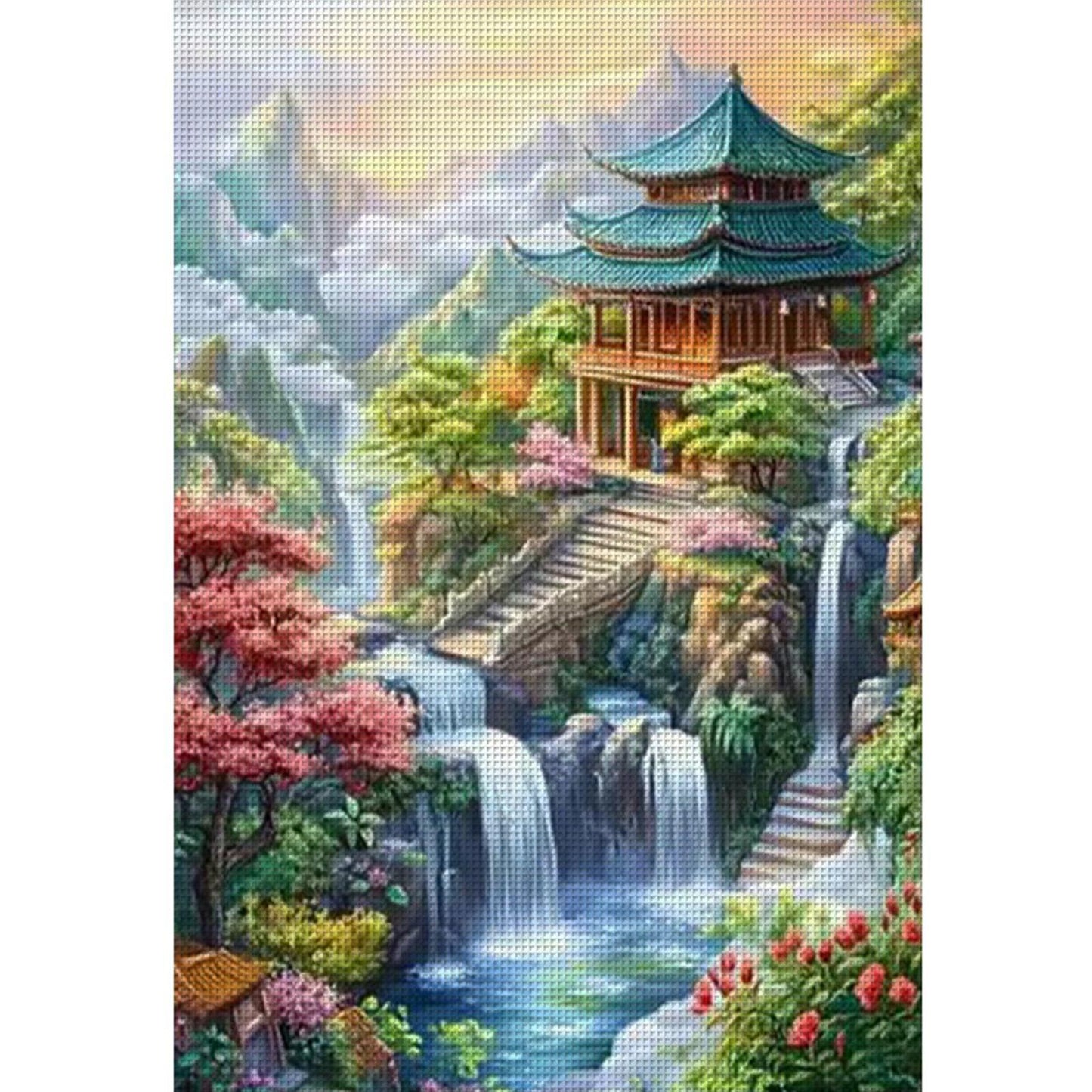 Jiangnan Ancient Town - Summer - Full 11CT Stamped Cross Stitch 50x70CM - Mona Lisa