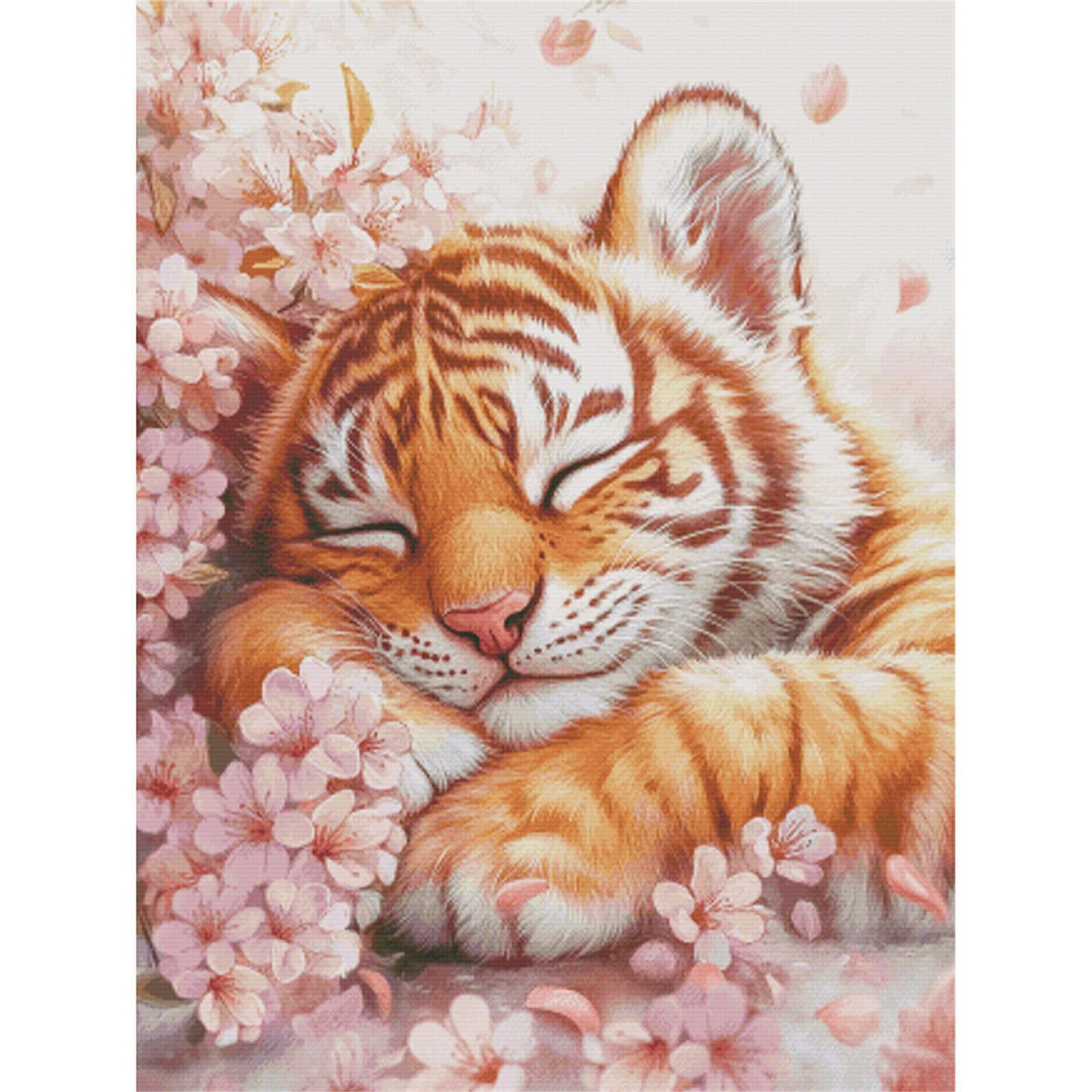 Sleepy Little Tiger - Full 14CT Stamped Cross Stitch 70x90CM - Fairy Egyptian Cotton