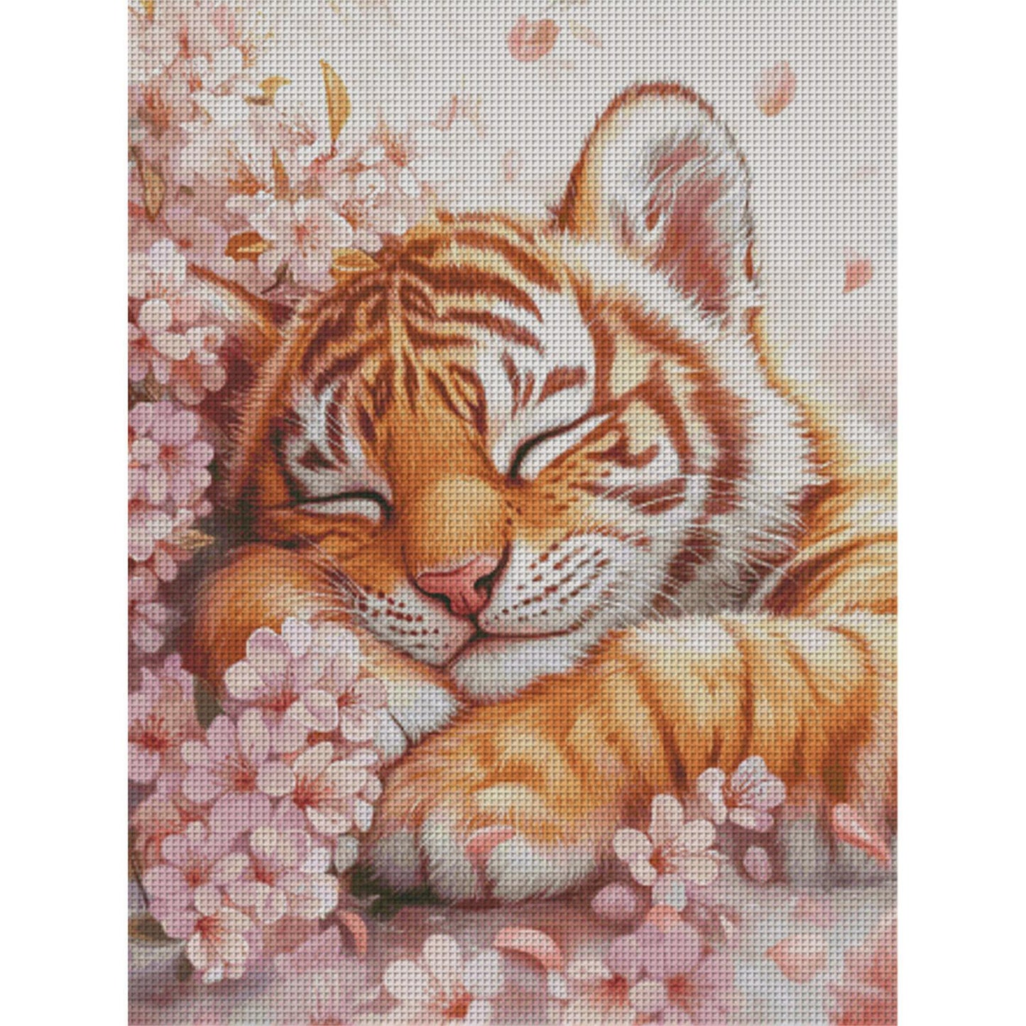 Sleepy Little Tiger - Full 14CT Stamped Cross Stitch 70x90CM - Fairy Egyptian Cotton