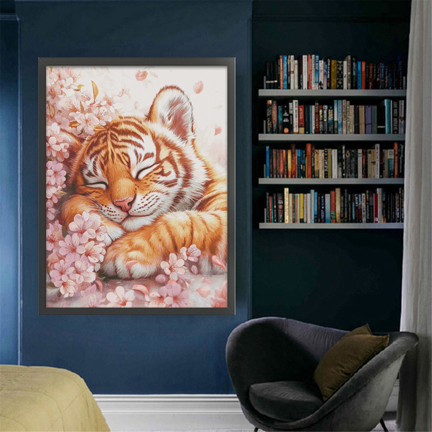 Sleepy Little Tiger - Full 14CT Stamped Cross Stitch 70x90CM - Fairy Egyptian Cotton