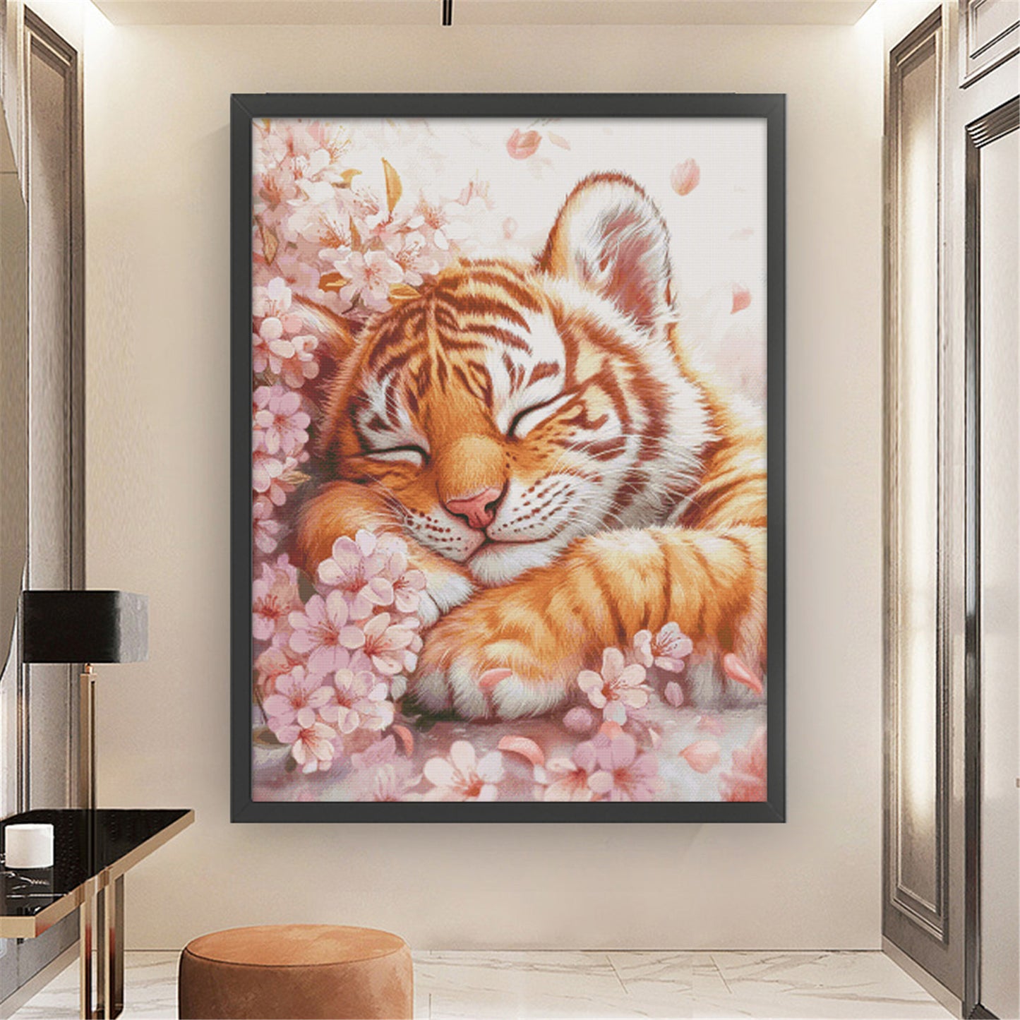 Sleepy Little Tiger - Full 14CT Stamped Cross Stitch 70x90CM - Fairy Egyptian Cotton