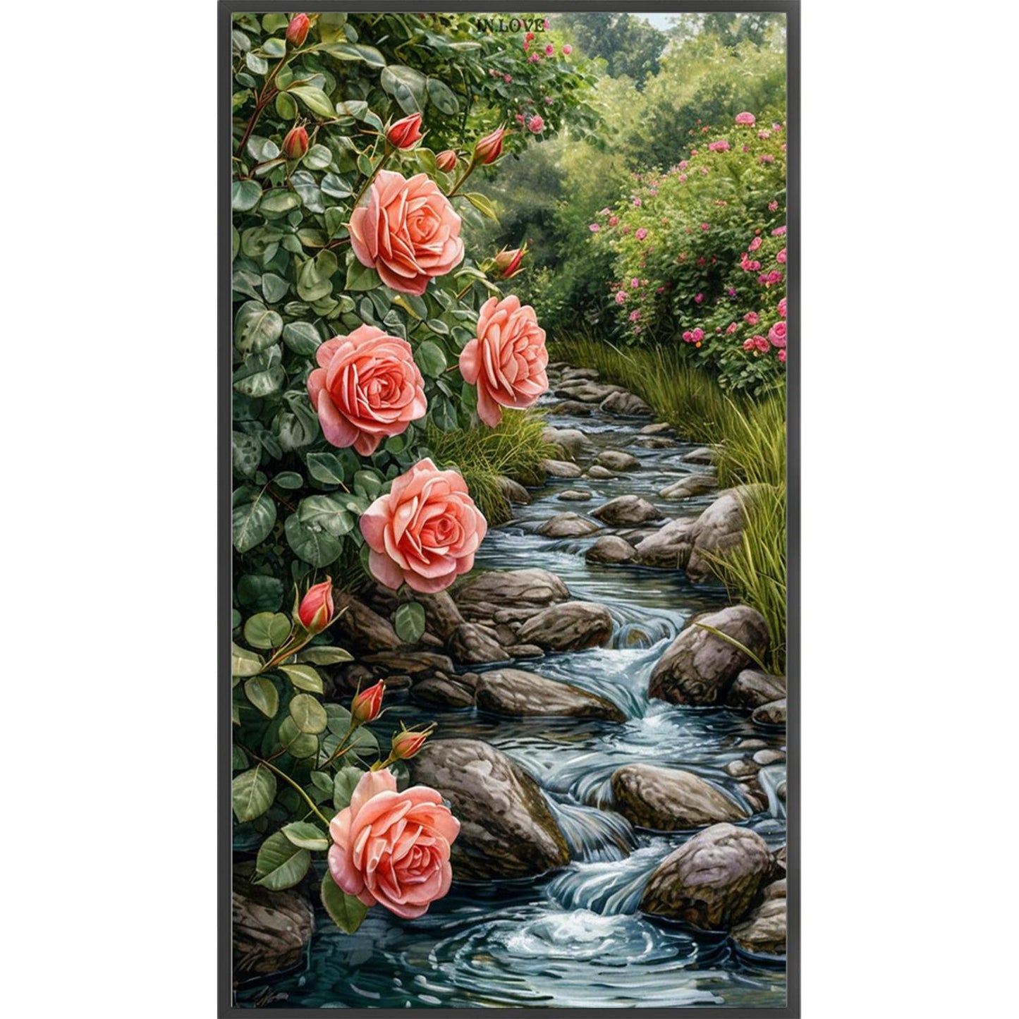 Stream And Flowers - Full 11CT Stamped Cross Stitch 40x70CM - Huacan