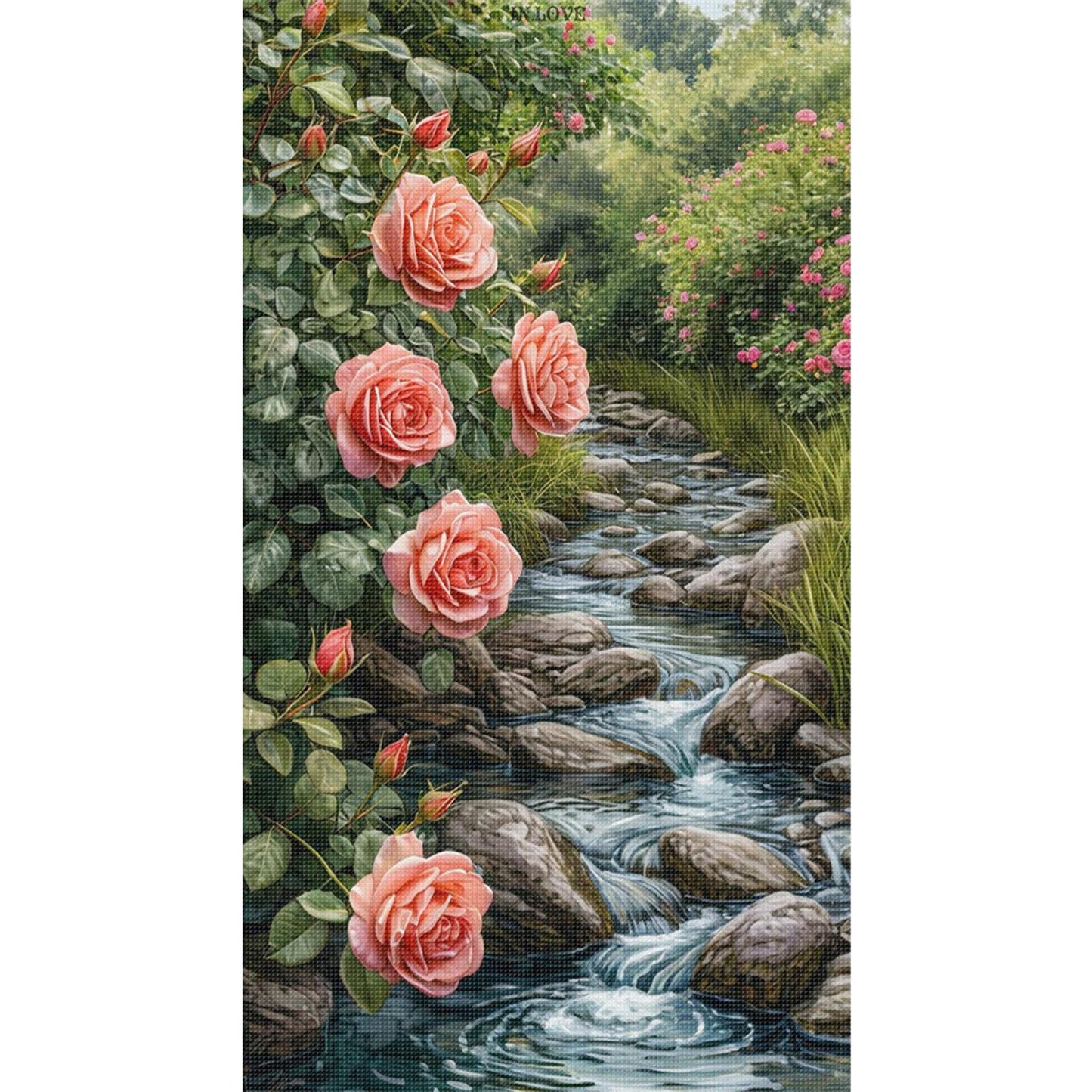 Stream And Flowers - Full 11CT Stamped Cross Stitch 40x70CM - Huacan