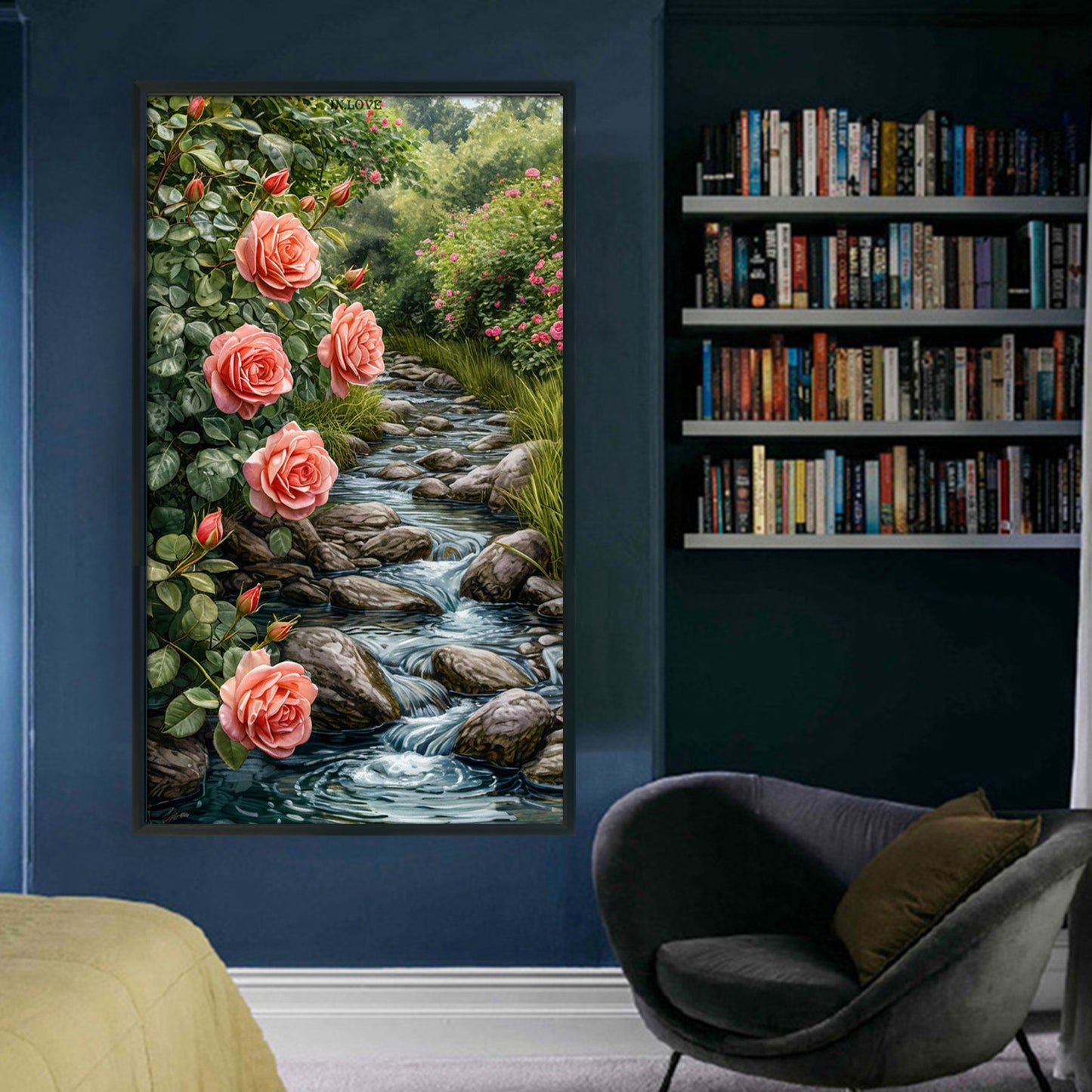 Stream And Flowers - Full 11CT Stamped Cross Stitch 40x70CM - Huacan