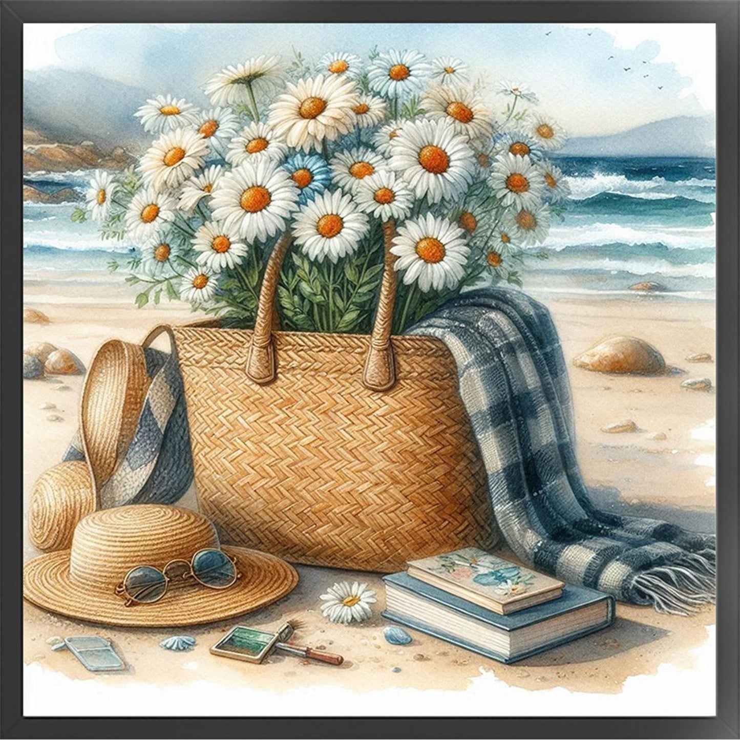 Small Daisy Bag - Full 11CT Stamped Cross Stitch 45x45CM - Huacan