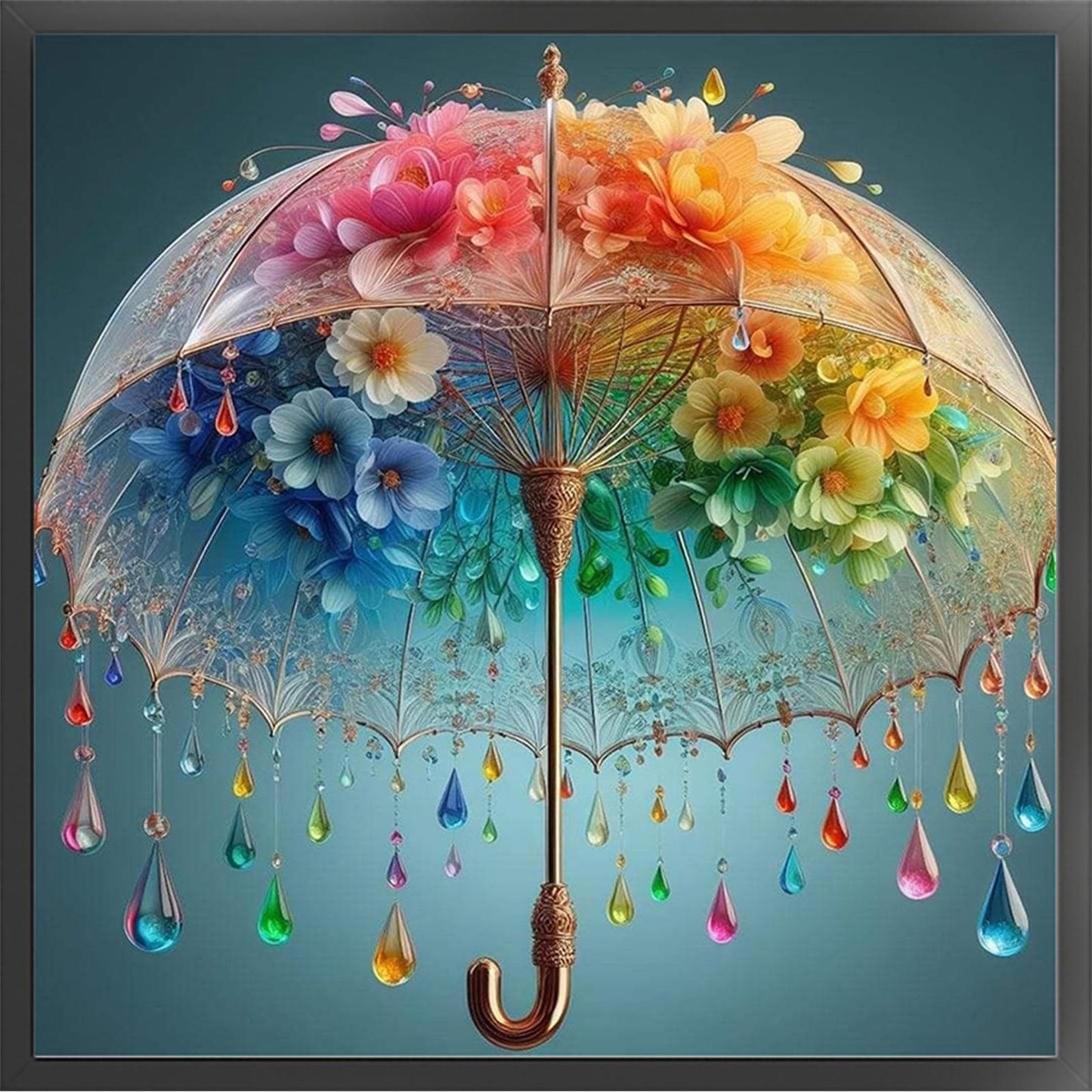 Flower Umbrella - Full 11CT Stamped Cross Stitch 45x45CM - Huacan