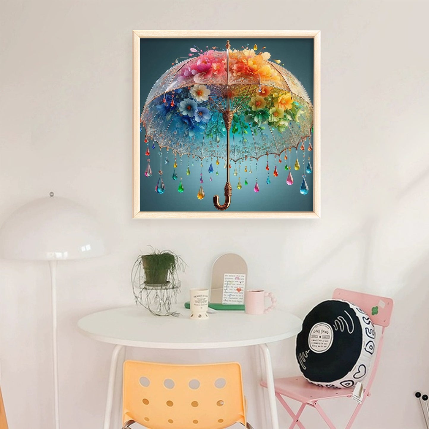 Flower Umbrella - Full 11CT Stamped Cross Stitch 45x45CM - Huacan