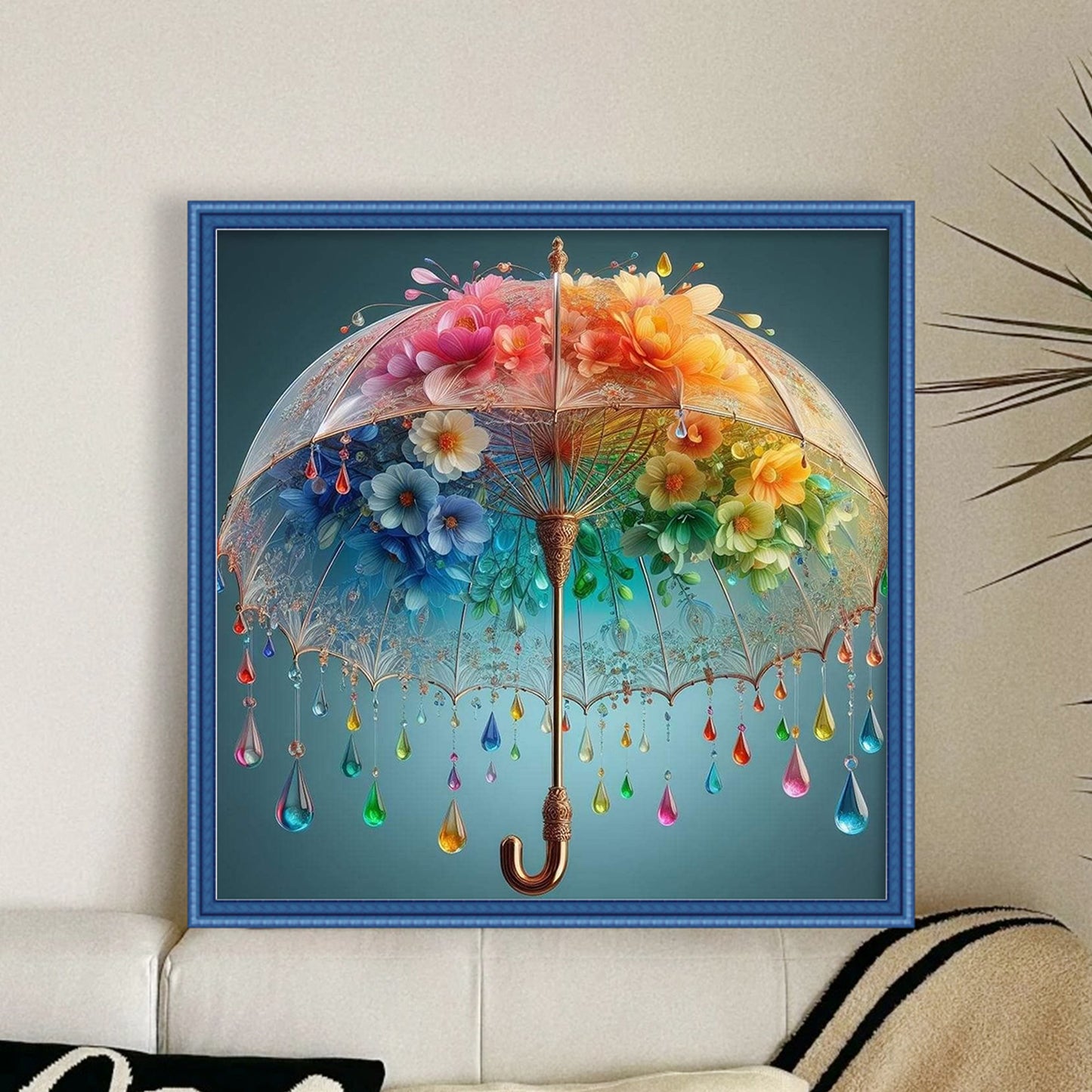 Flower Umbrella - Full 11CT Stamped Cross Stitch 45x45CM - Huacan
