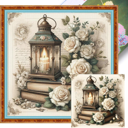 Candle Lamp - Full 11CT Stamped Cross Stitch 45x45CM - Huacan