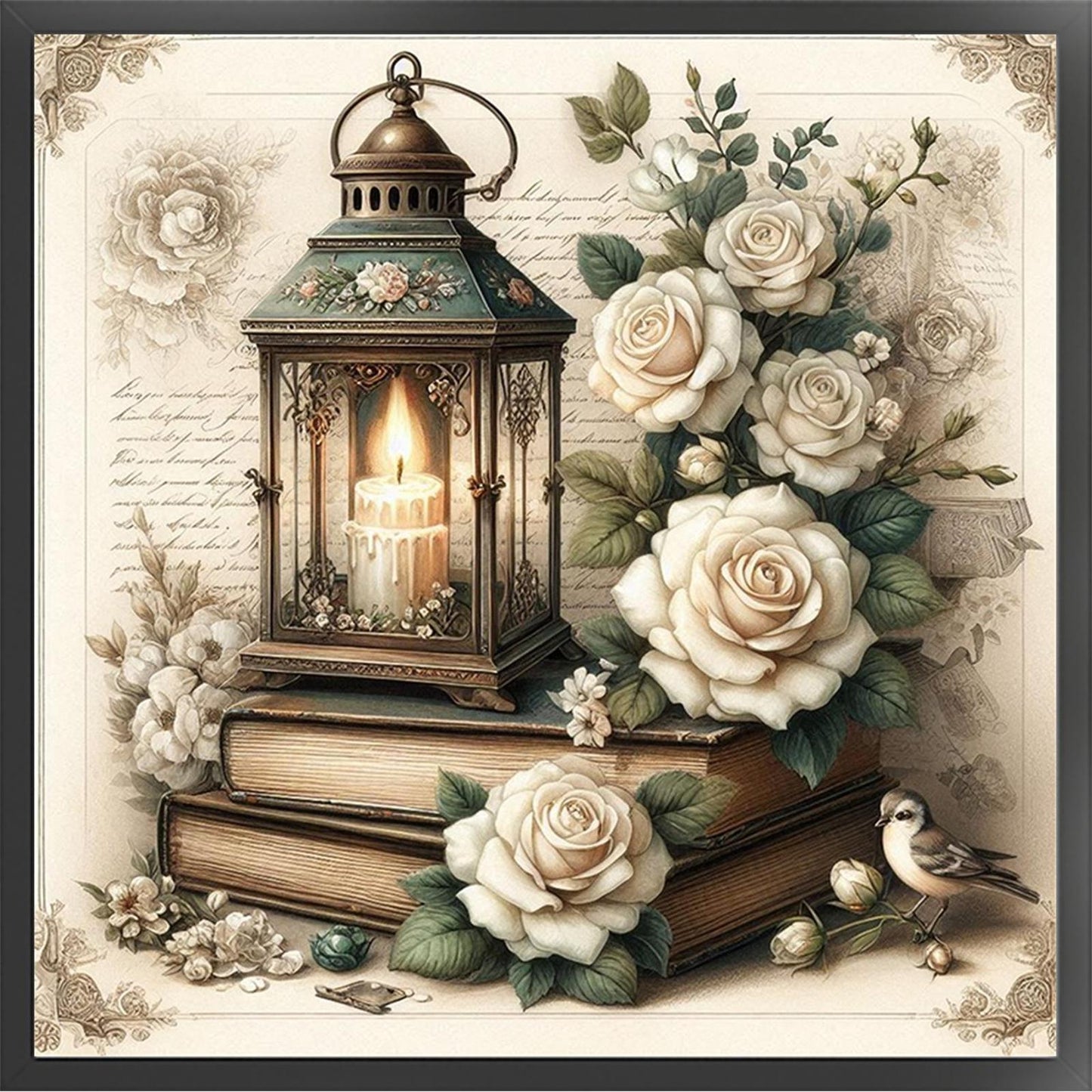 Candle Lamp - Full 11CT Stamped Cross Stitch 45x45CM - Huacan