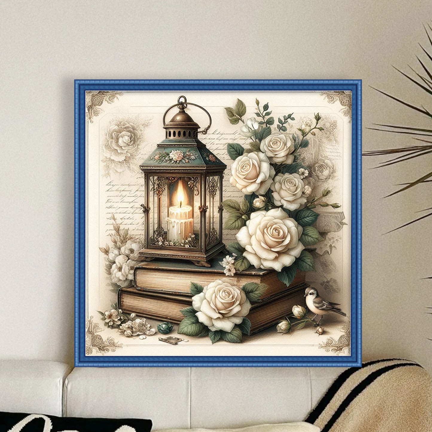 Candle Lamp - Full 11CT Stamped Cross Stitch 45x45CM - Huacan