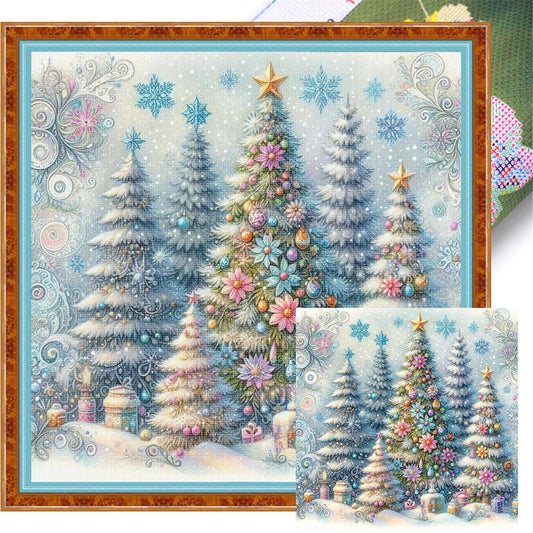 Christmas Tree - Full 11CT Stamped Cross Stitch 40x40CM - Huacan