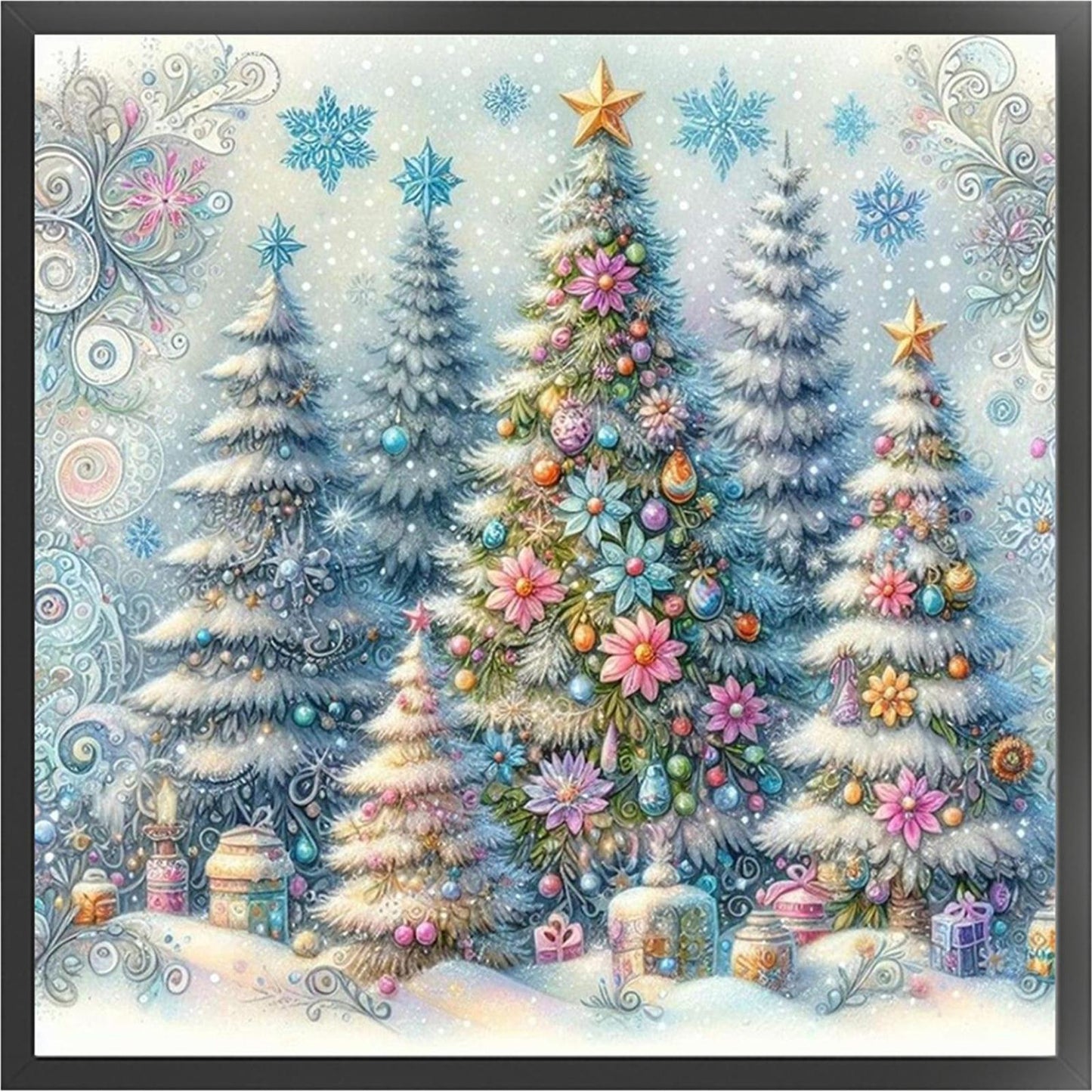 Christmas Tree - Full 11CT Stamped Cross Stitch 40x40CM - Huacan